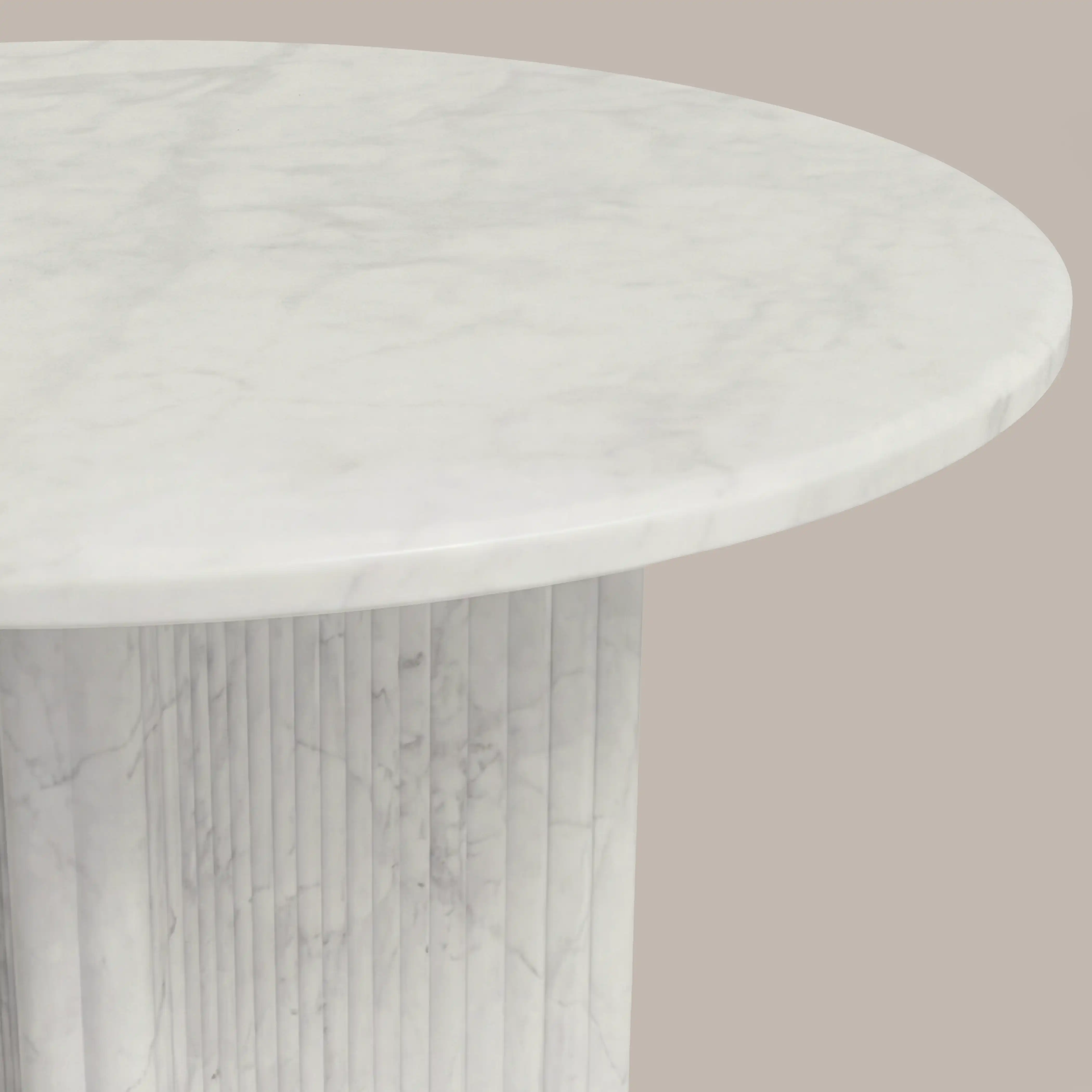 Jace Round Side Table | White Carrara Honed Marble Effect Stone - Image 5