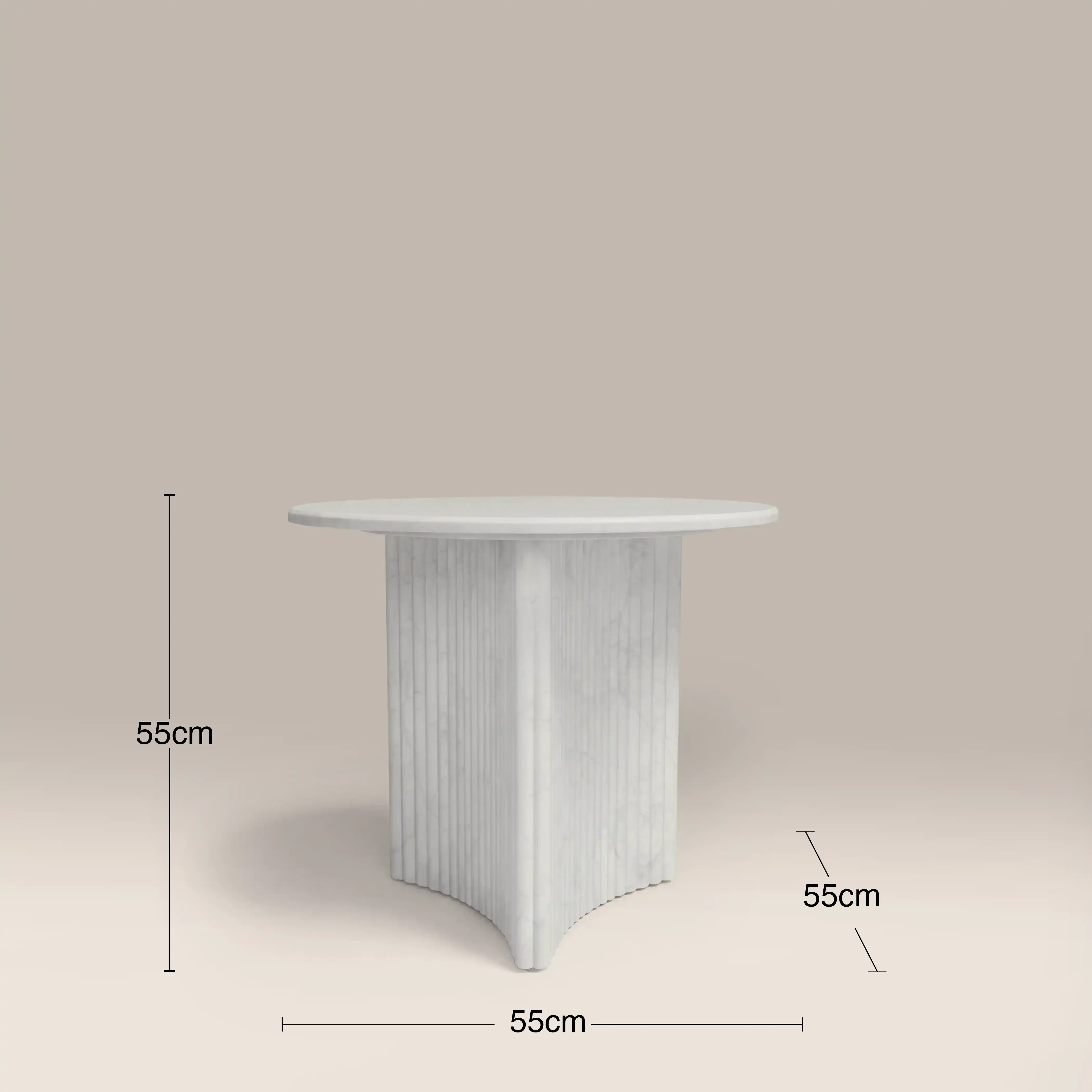 Jace Round Side Table | White Carrara Honed Marble Effect Stone - Image 6