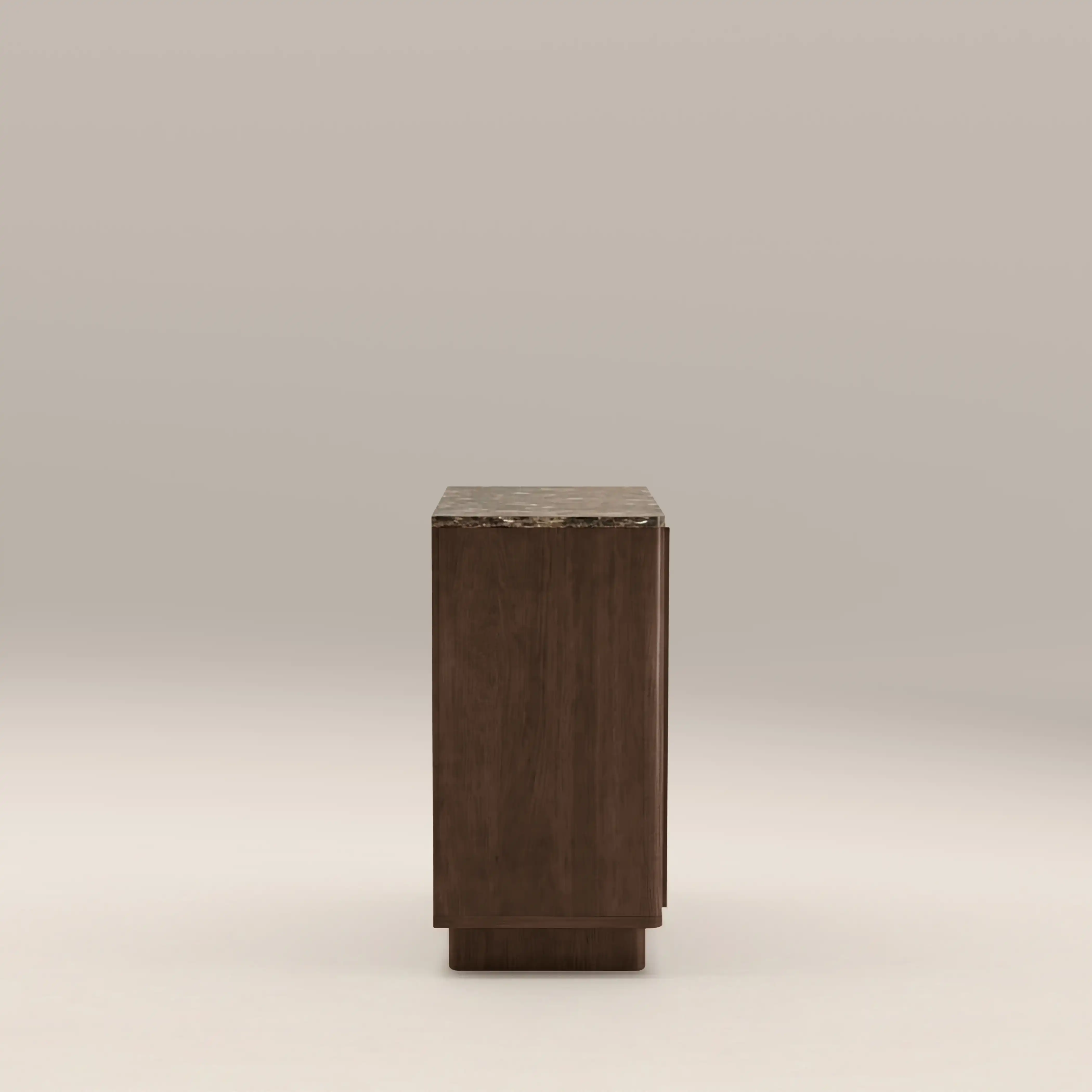 Janis 2 Door Sideboard | Emperador Brown Honed Marble & Walnut - Image 6