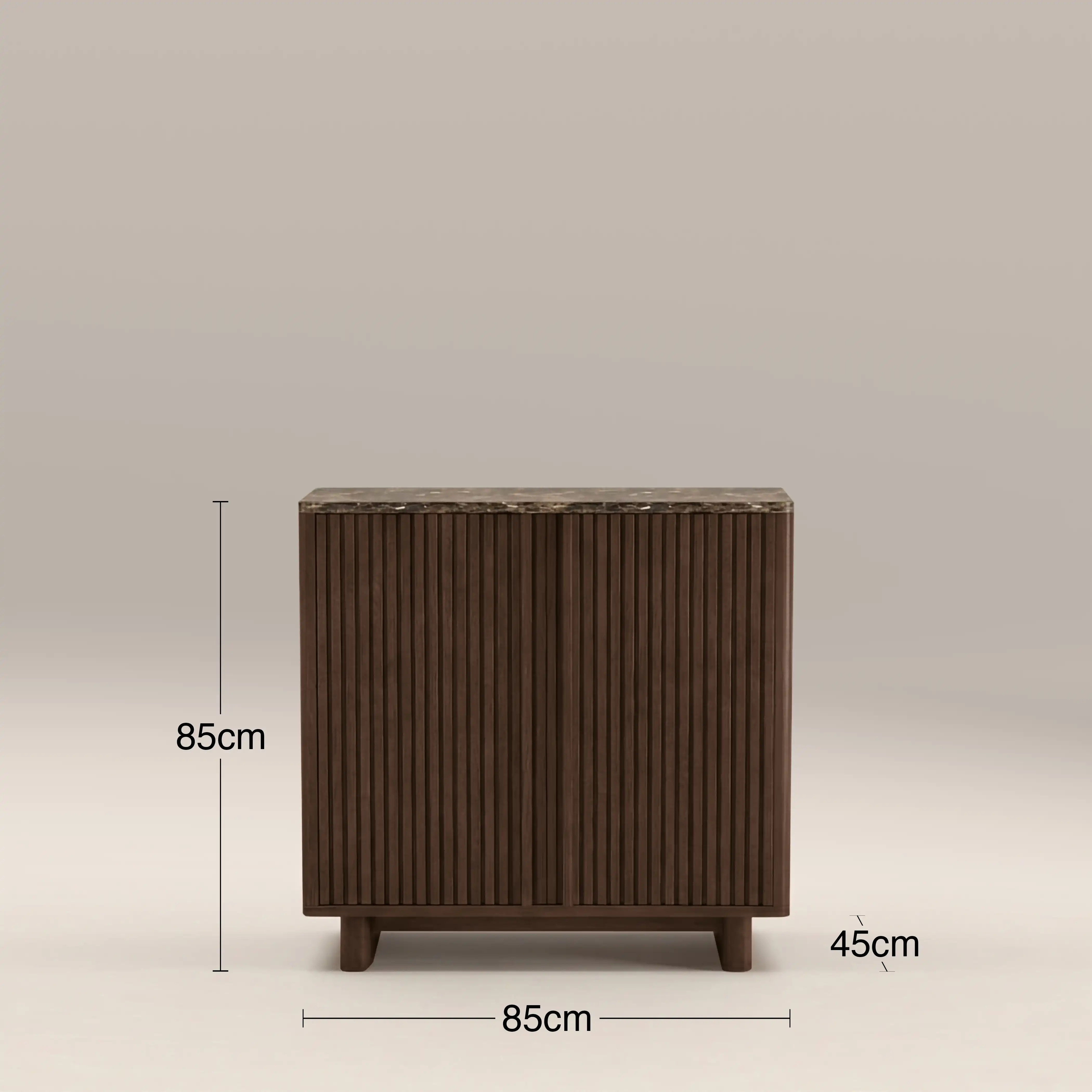 Janis 2 Door Sideboard | Emperador Brown Honed Marble & Walnut - Image 7