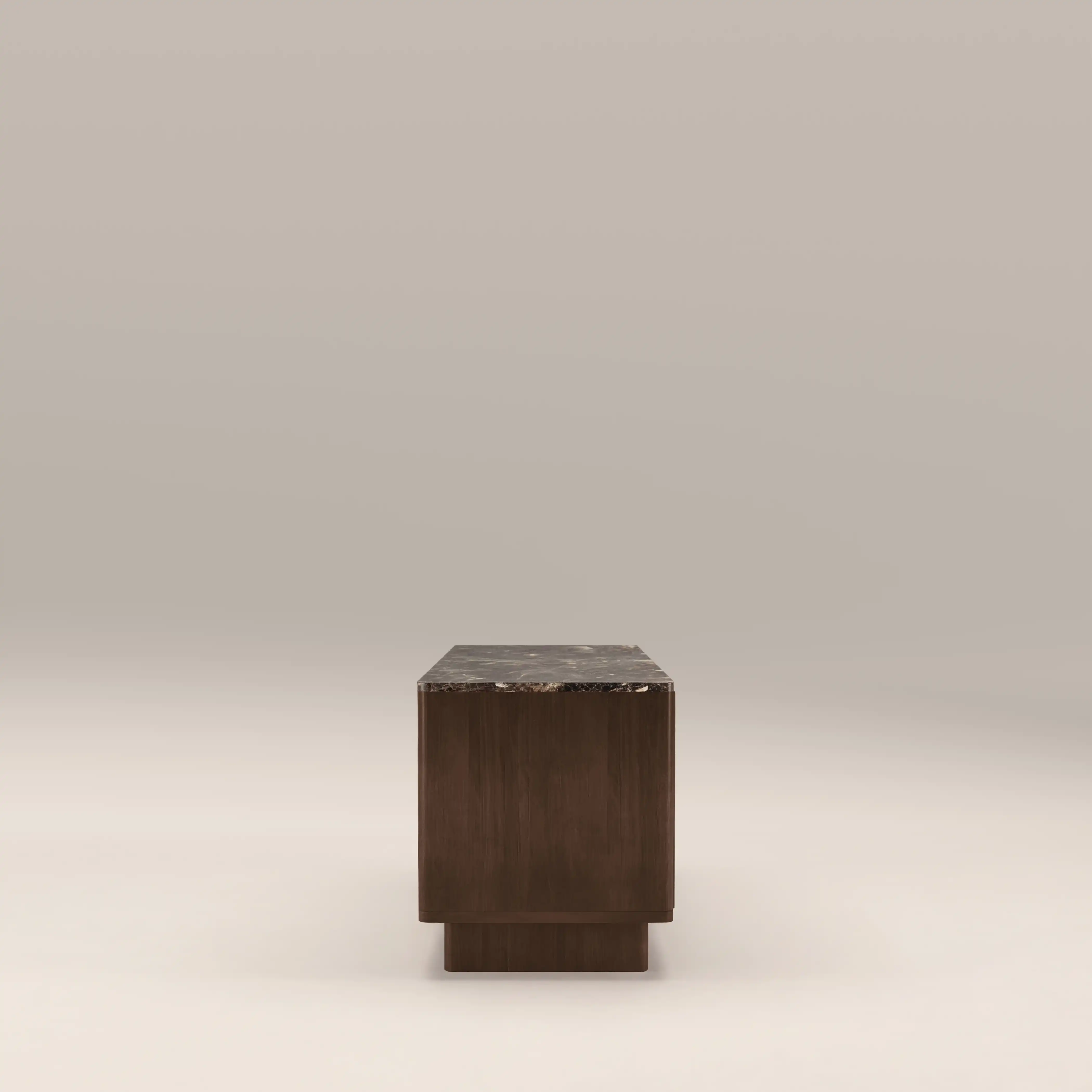 Janis 2 Door TV Stand | Emperador Brown Honed Marble & Walnut - Image 6