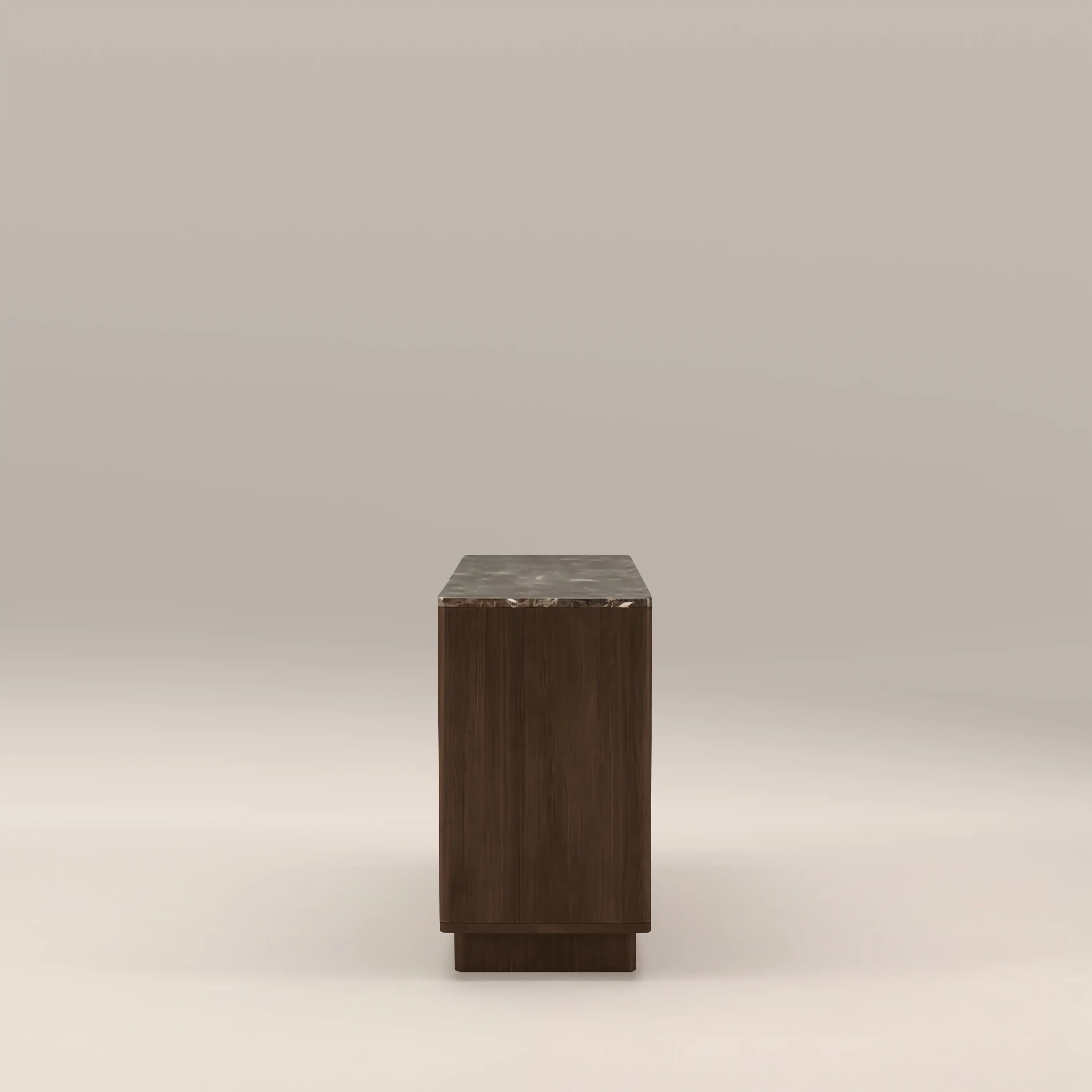 Janis 3 Door Sideboard | Emperador Brown Honed Marble & Walnut - Image 6