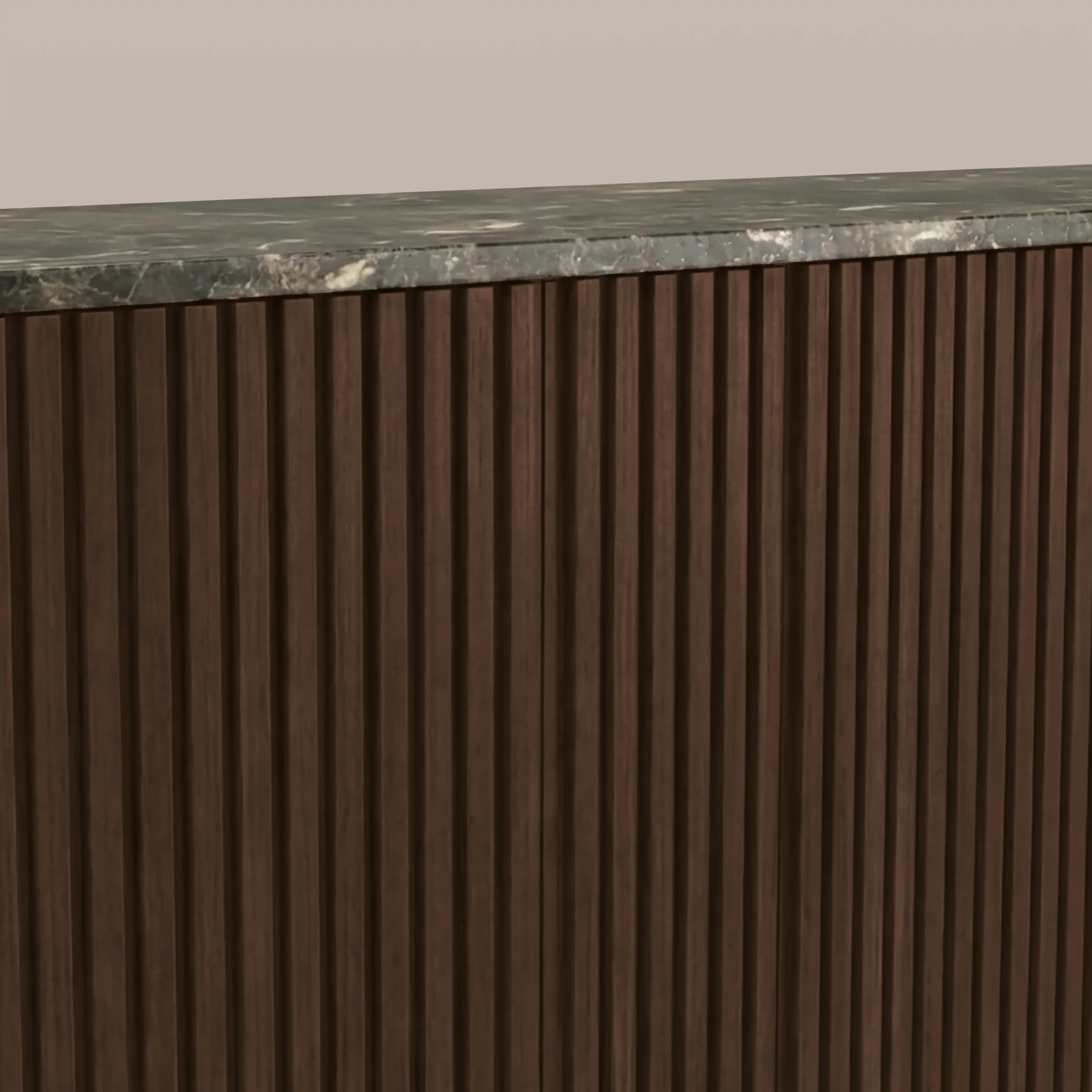 Janis 3 Door Sideboard | Emperador Brown Honed Marble & Walnut - Image 7