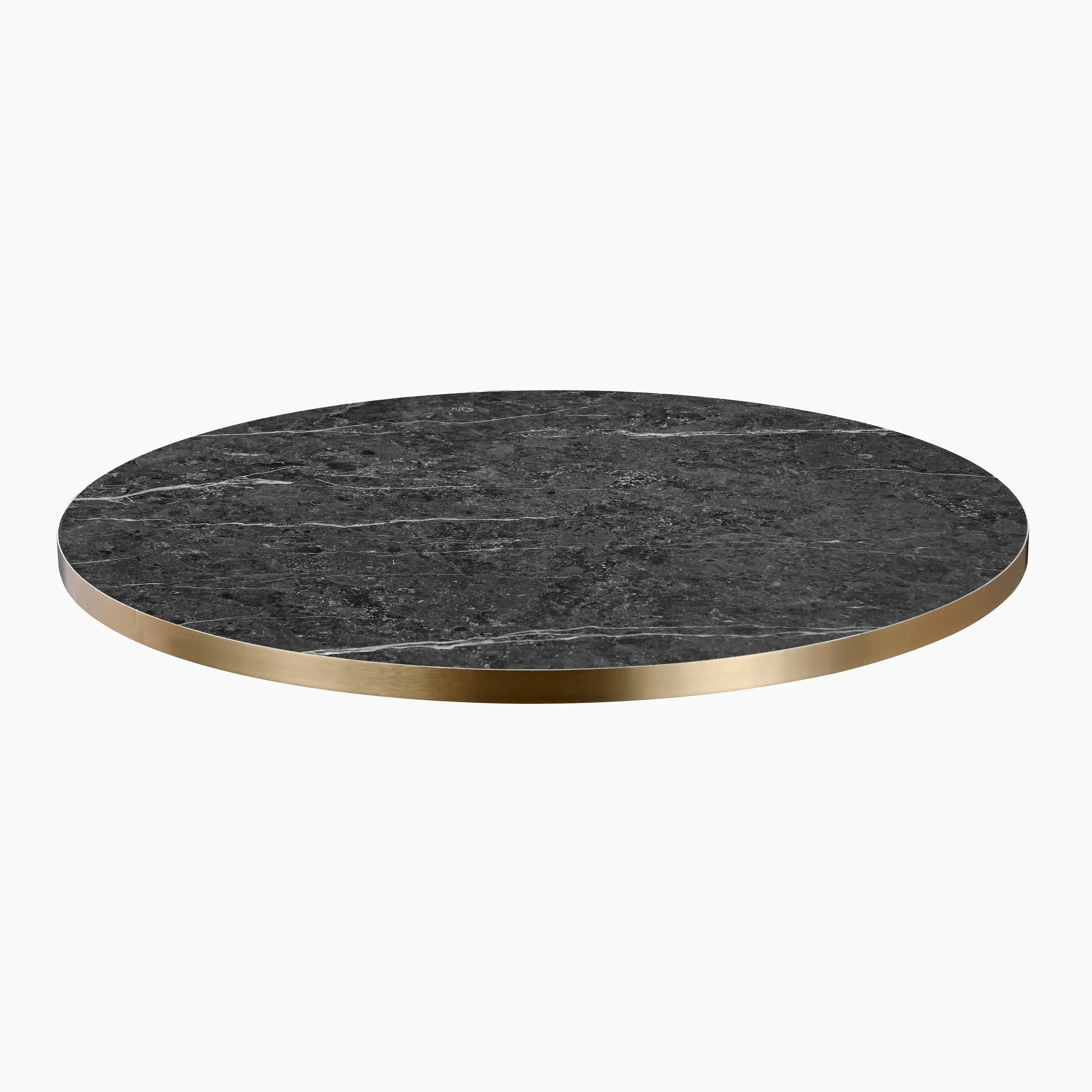 Jonas Round Table Top | Black Marble Effect & Brass - Image 3