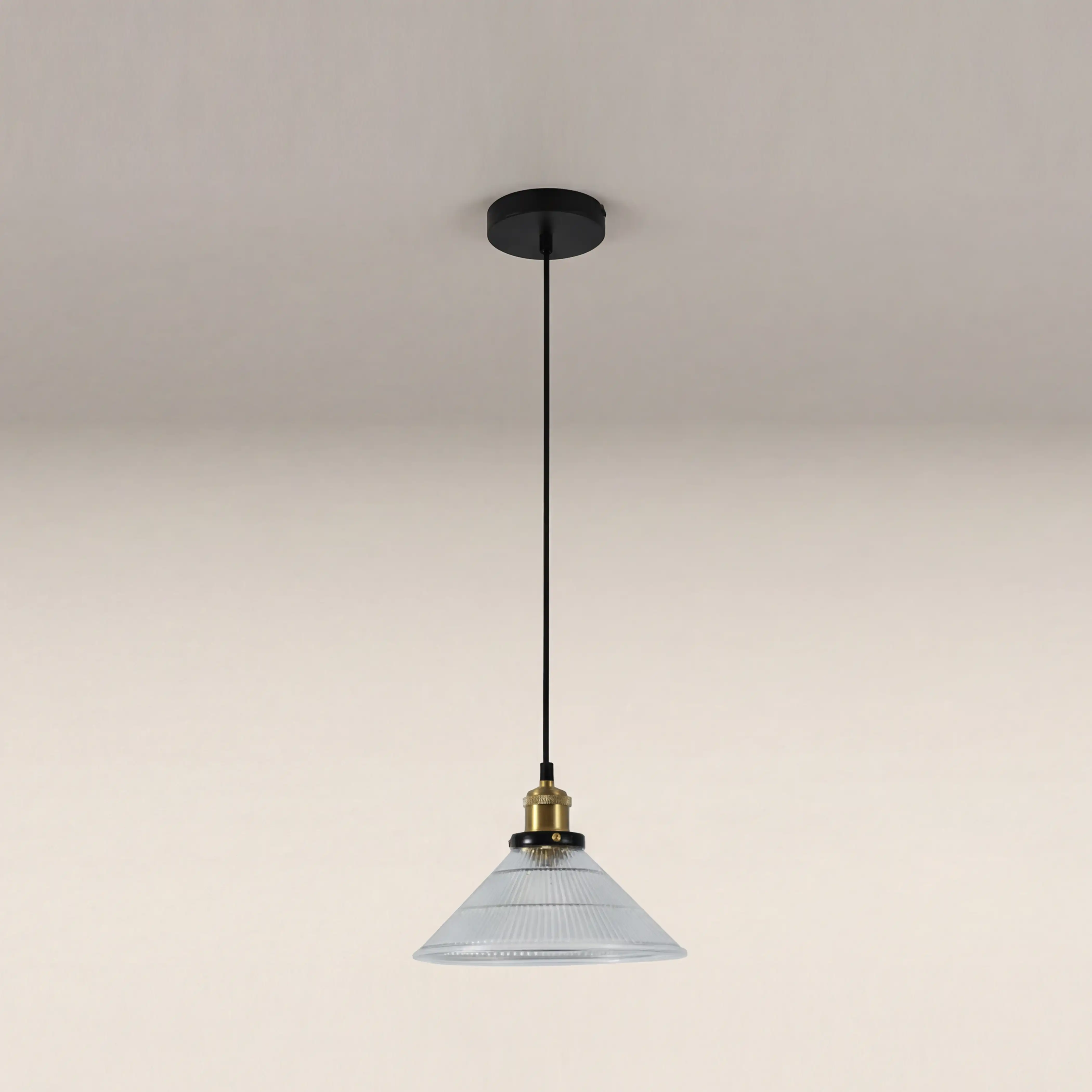 Jude Pendant Light | Ribbed Glass & Antique Brass - Image 4