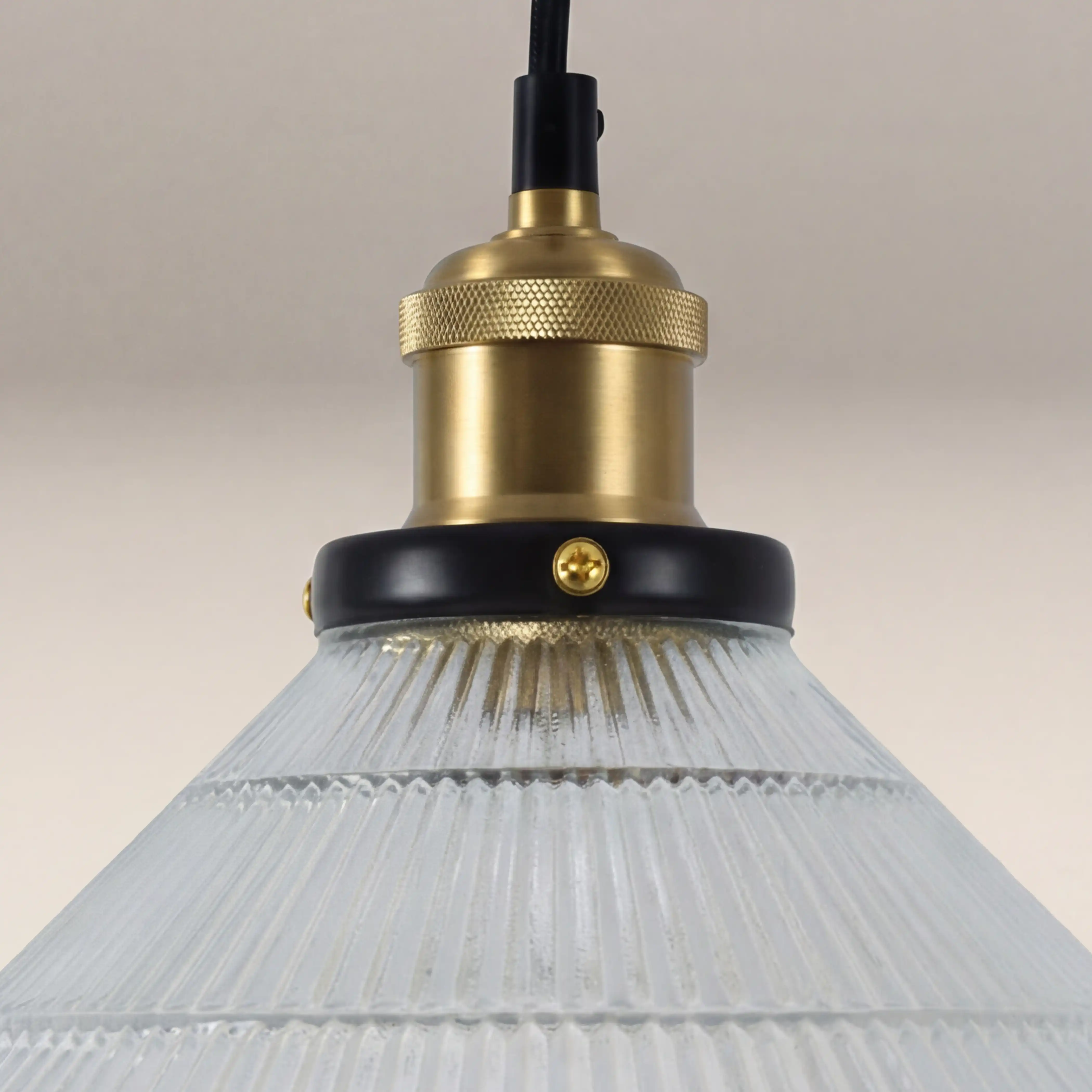 Jude Pendant Light | Ribbed Glass & Antique Brass - Image 5