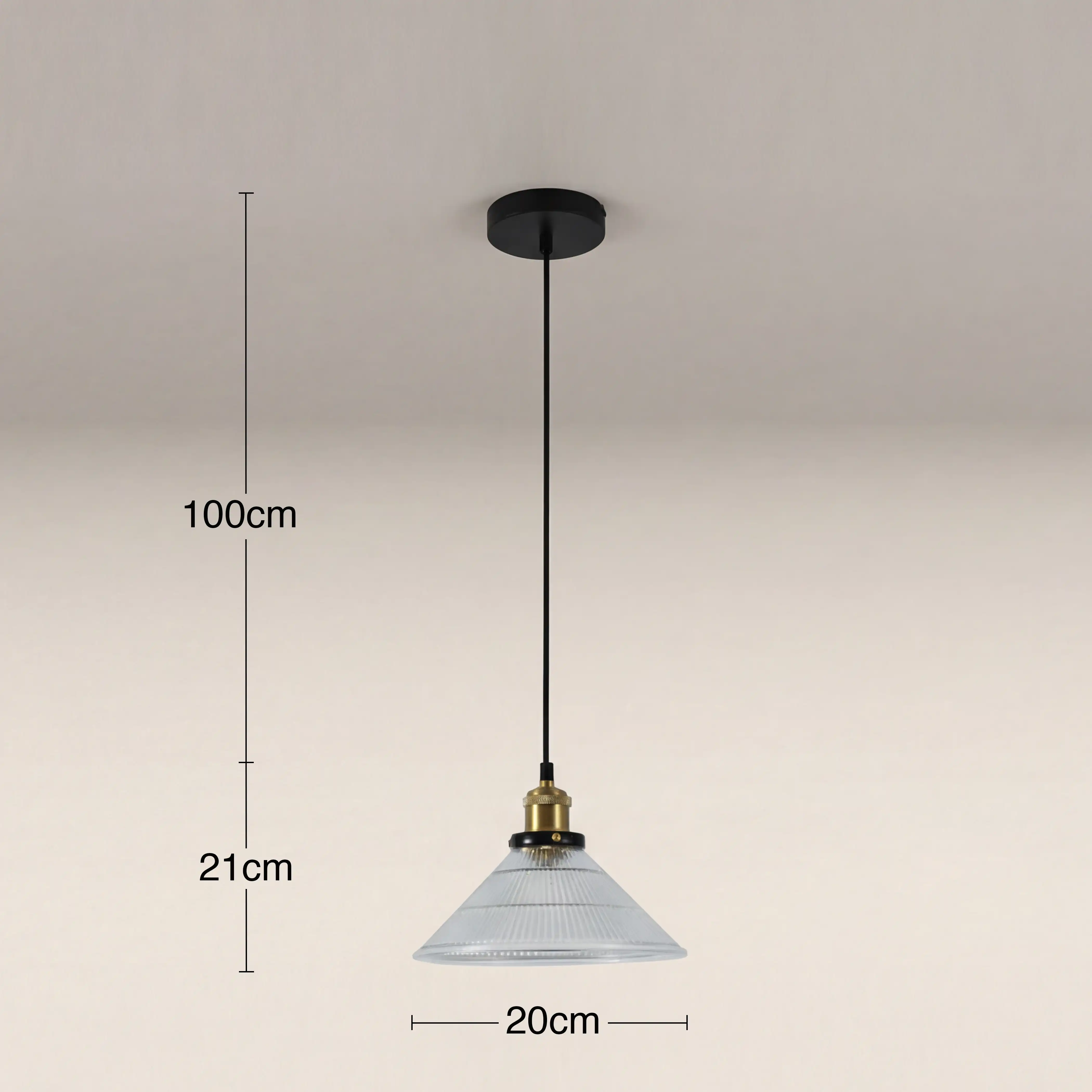Jude Pendant Light | Ribbed Glass & Antique Brass - Image 6