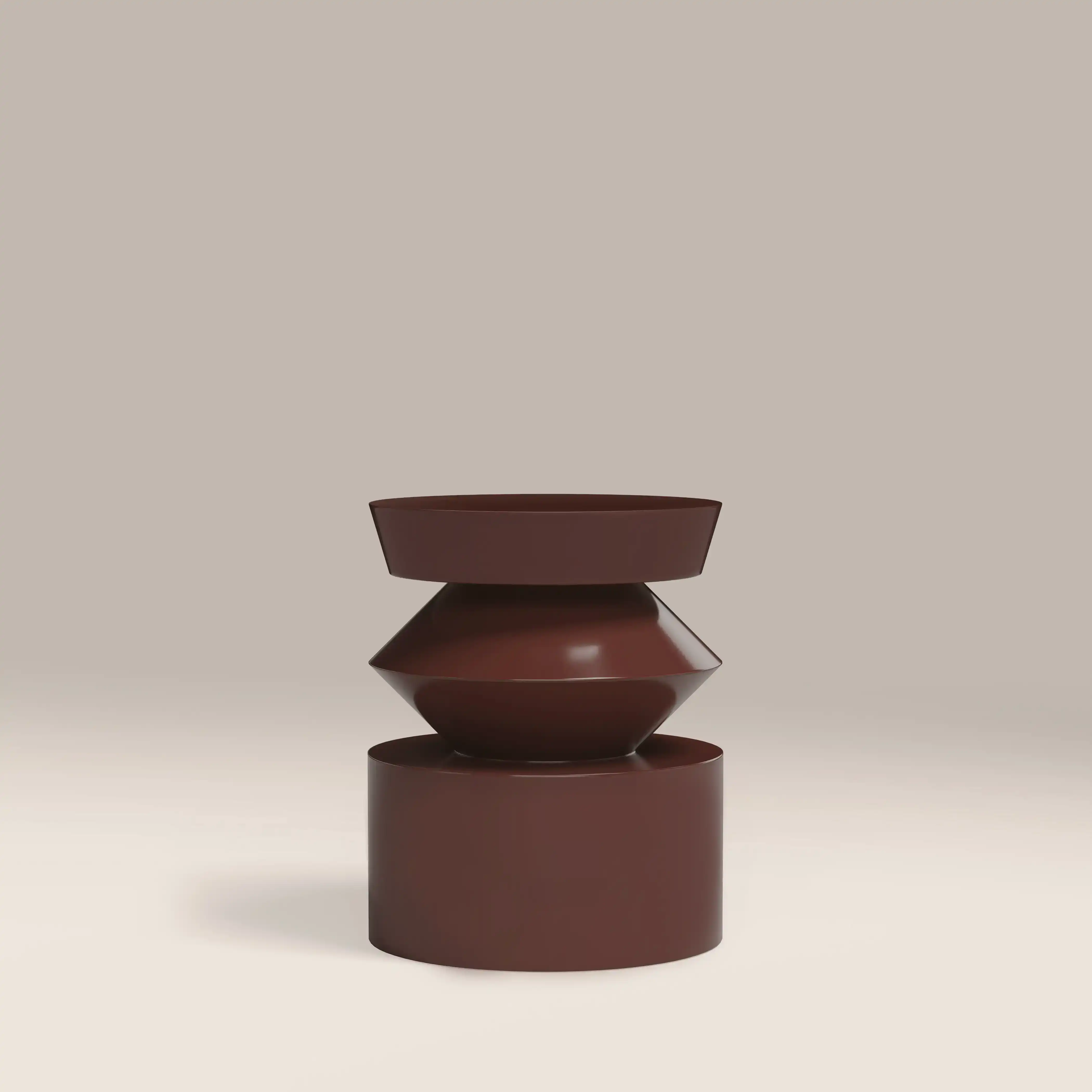 Kayla Round Side Table | High Gloss Burgundy