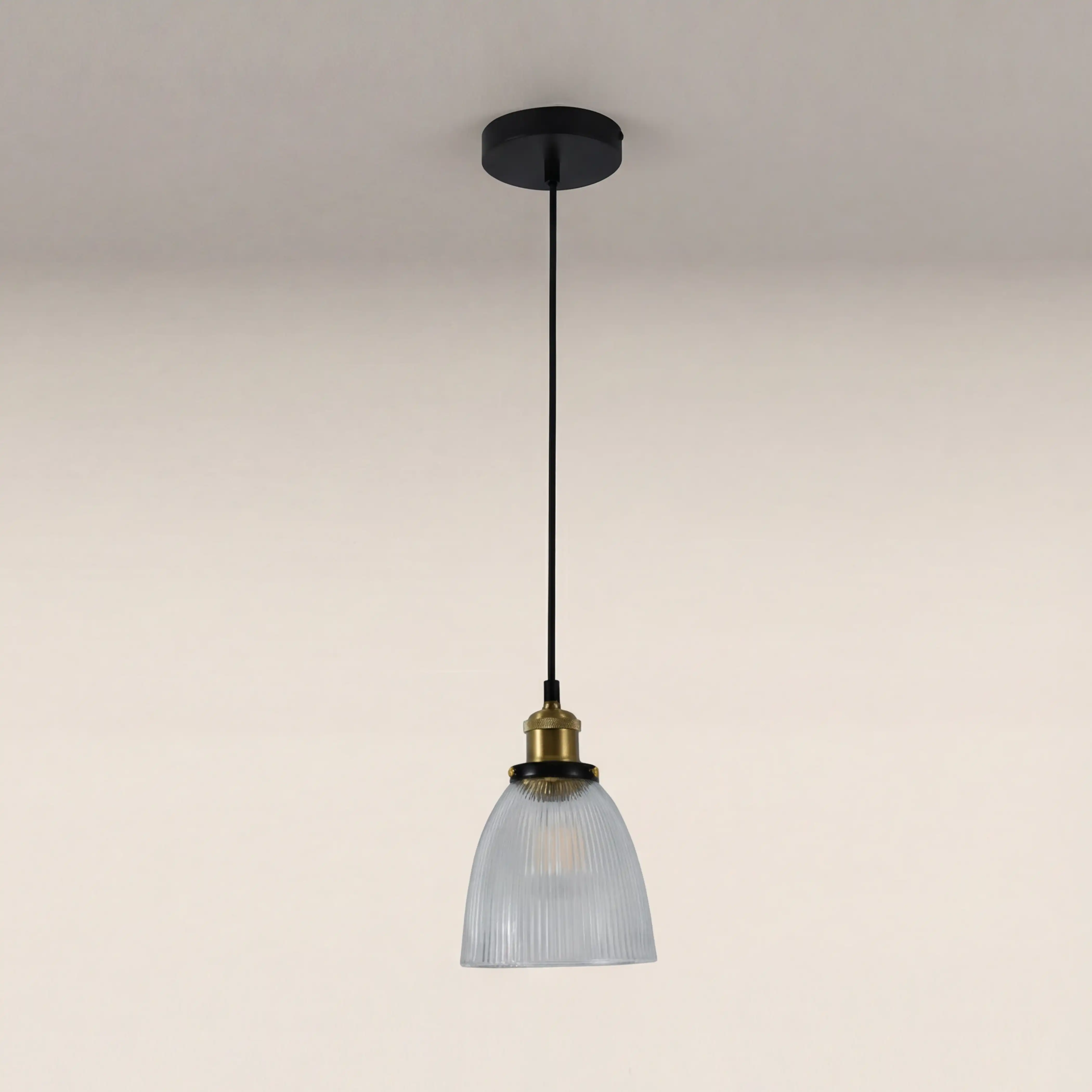 Keaton Pendant Light | Ribbed Glass & Antique Brass - Image 4