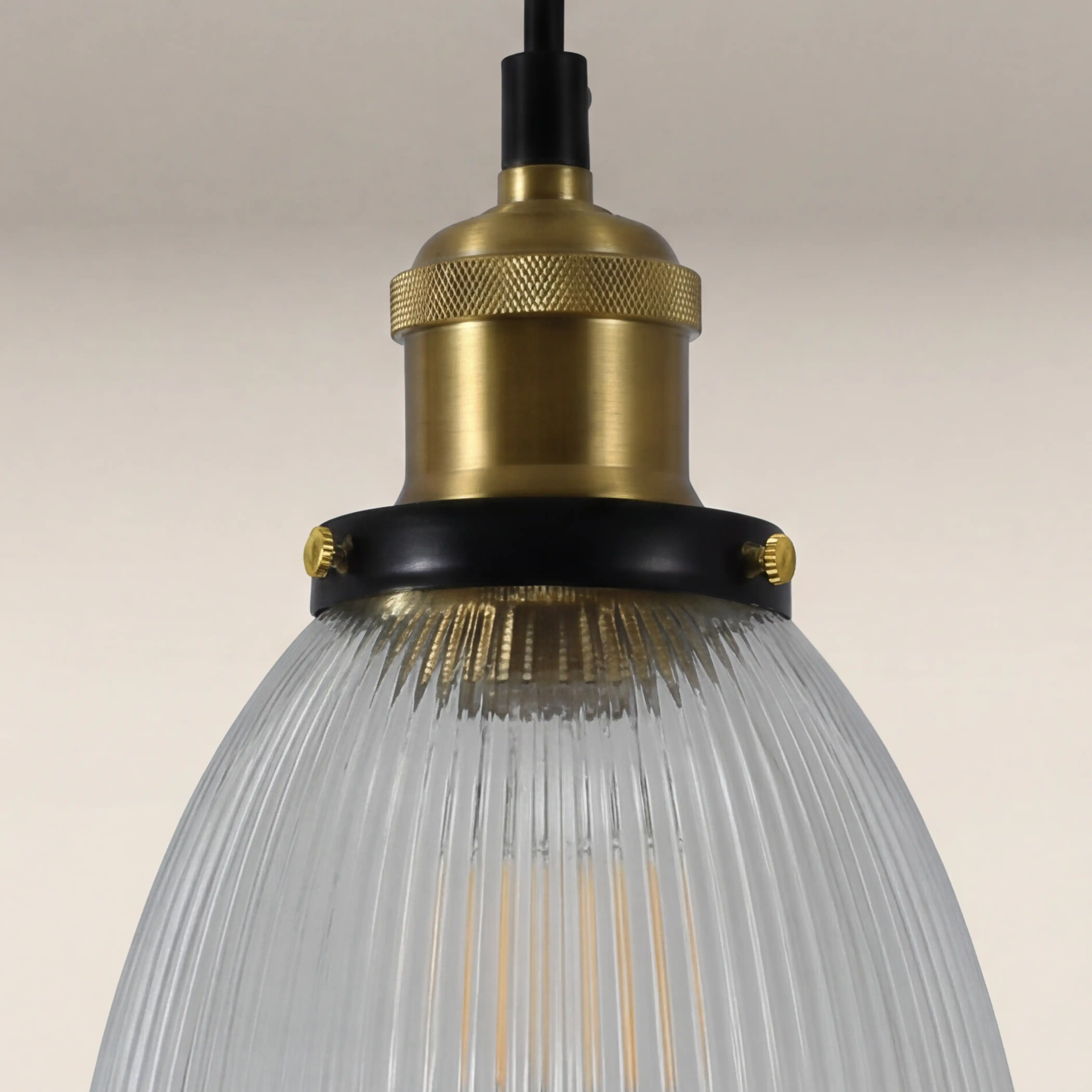 Keaton Pendant Light | Ribbed Glass & Antique Brass - Image 5