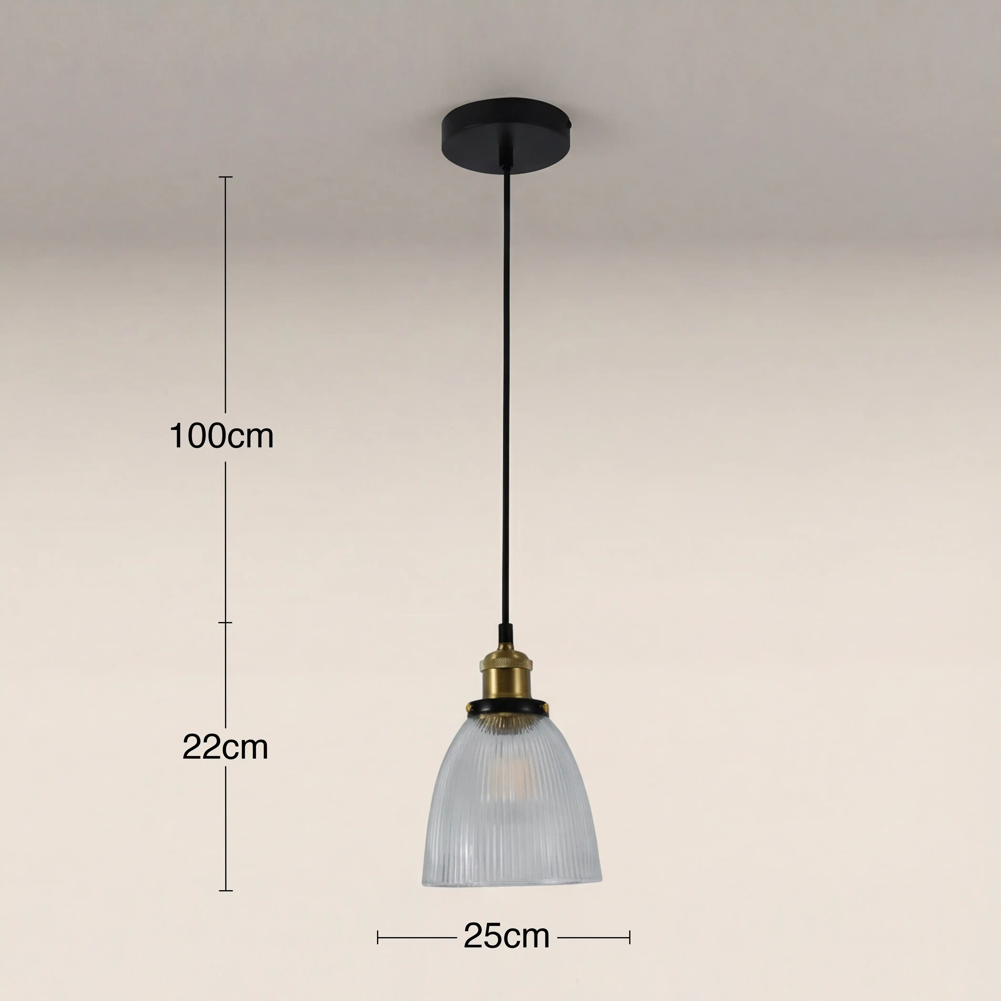 Keaton Pendant Light | Ribbed Glass & Antique Brass - Image 6