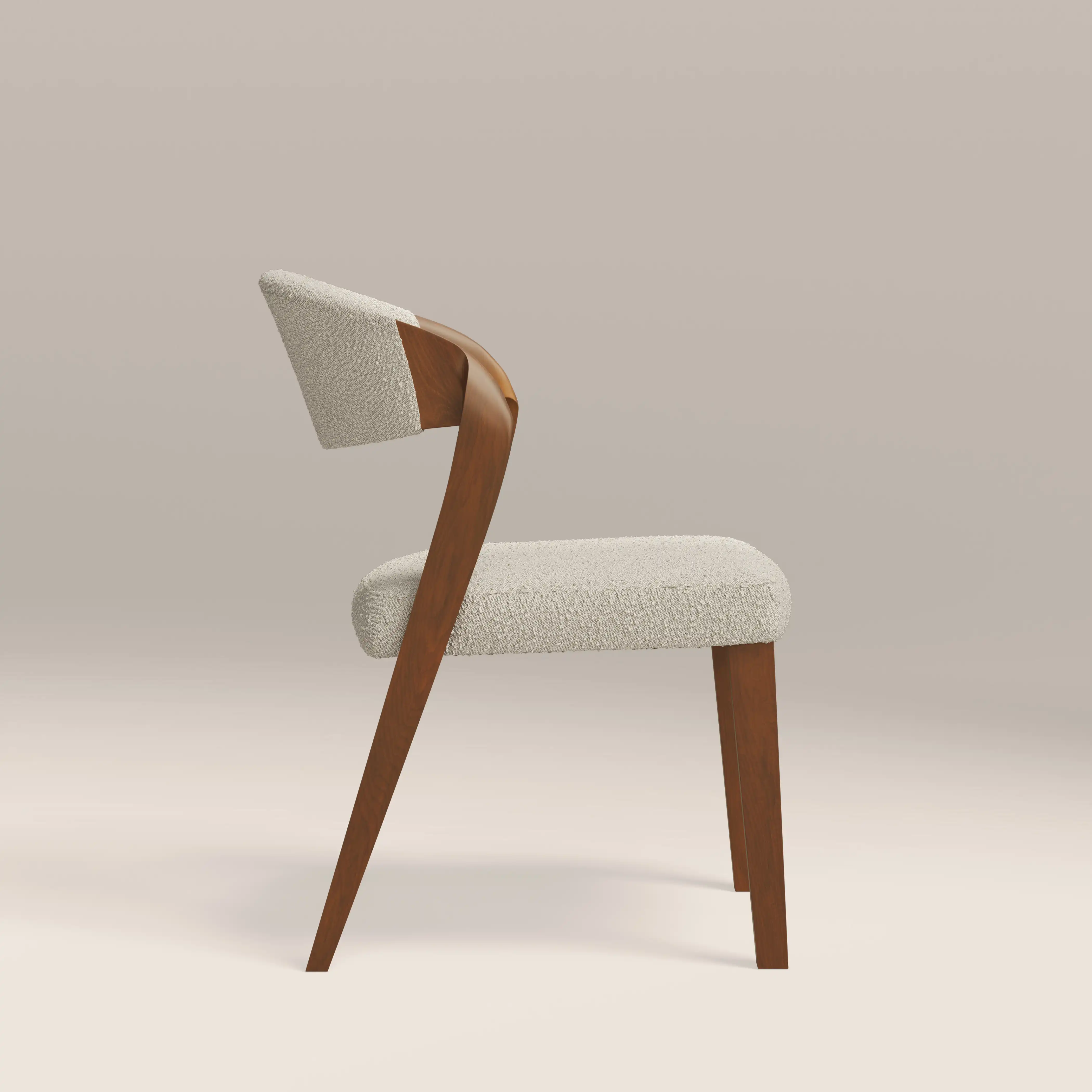 Kennedy Dining Chair | Speckled Stone Sustainable Boucle & Walnut - Image 4