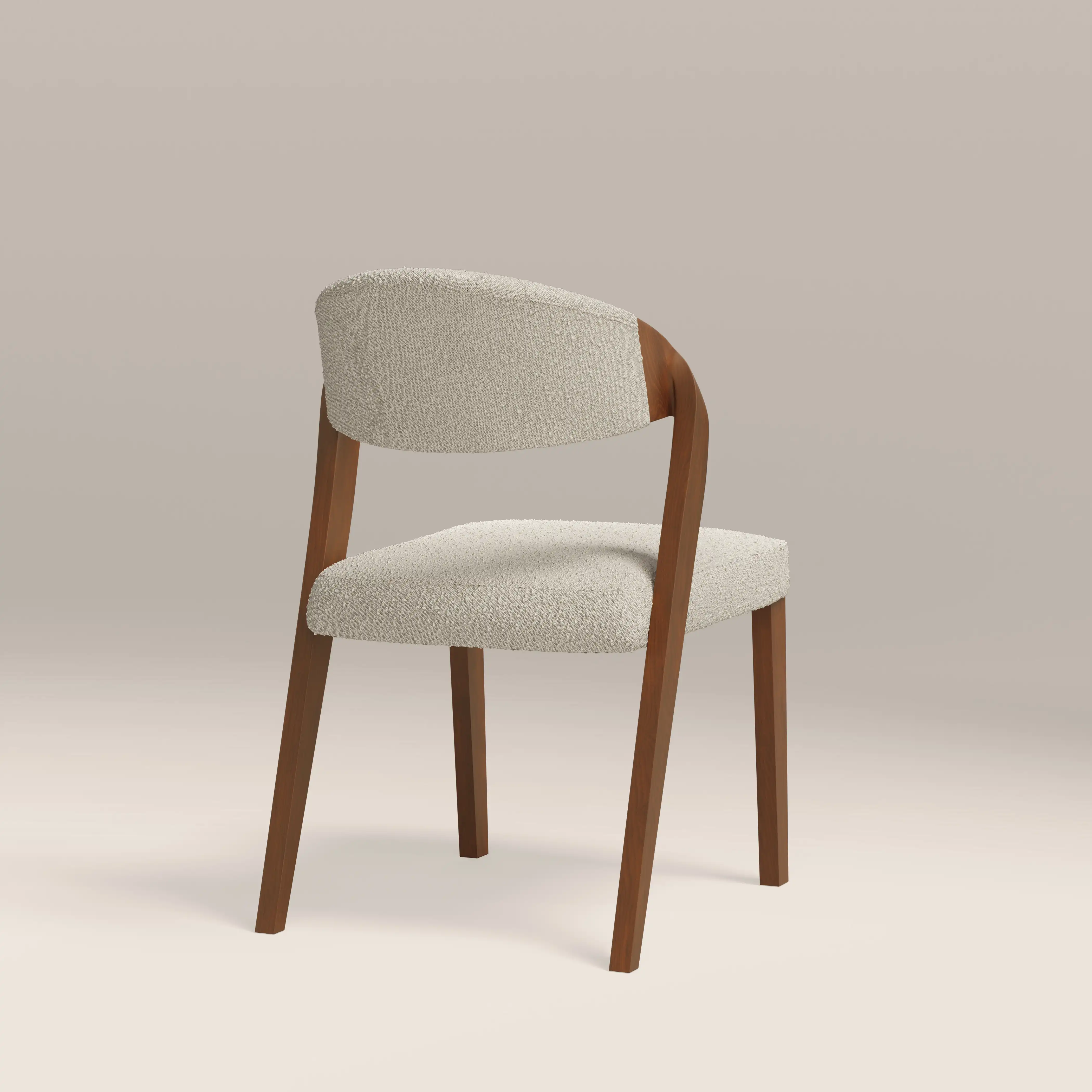 Kennedy Dining Chair | Speckled Stone Sustainable Boucle & Walnut - Image 5