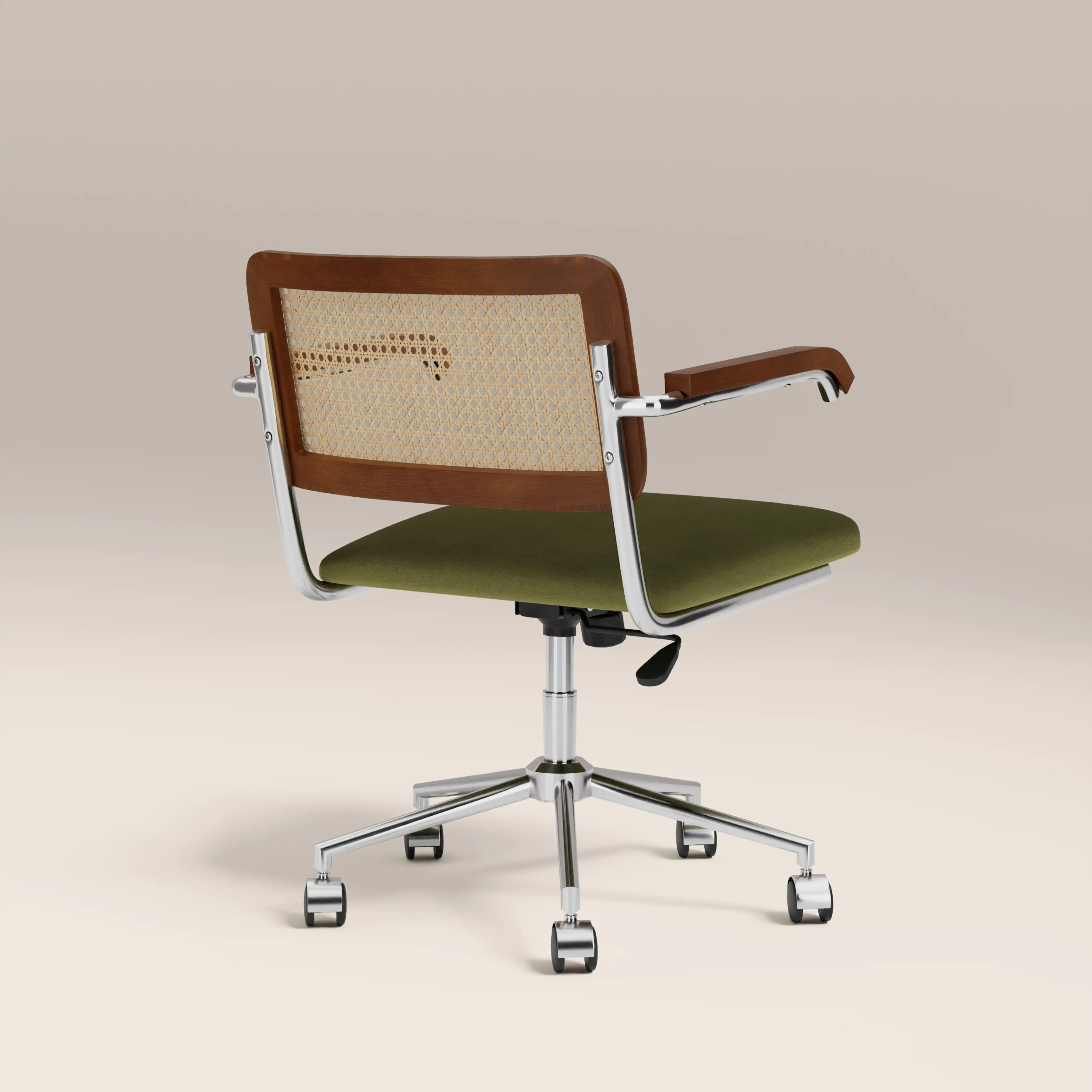 Kenton Office Chair | Olive Green Sustainable Velvet & Chrome - Image 5