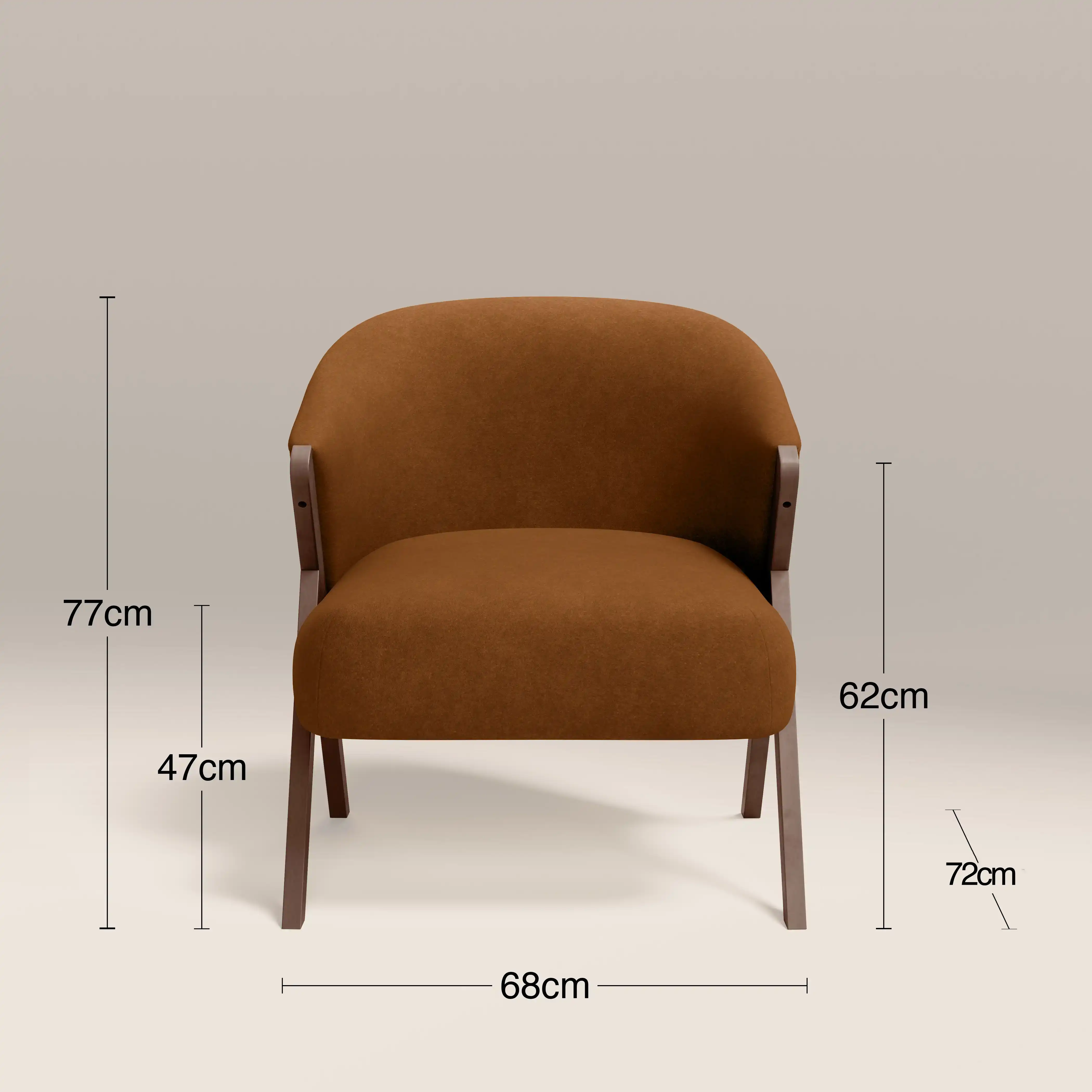 Kira Accent Chair | Caramel Brown Sustainable Mohair Velvet & Walnut - Image 8