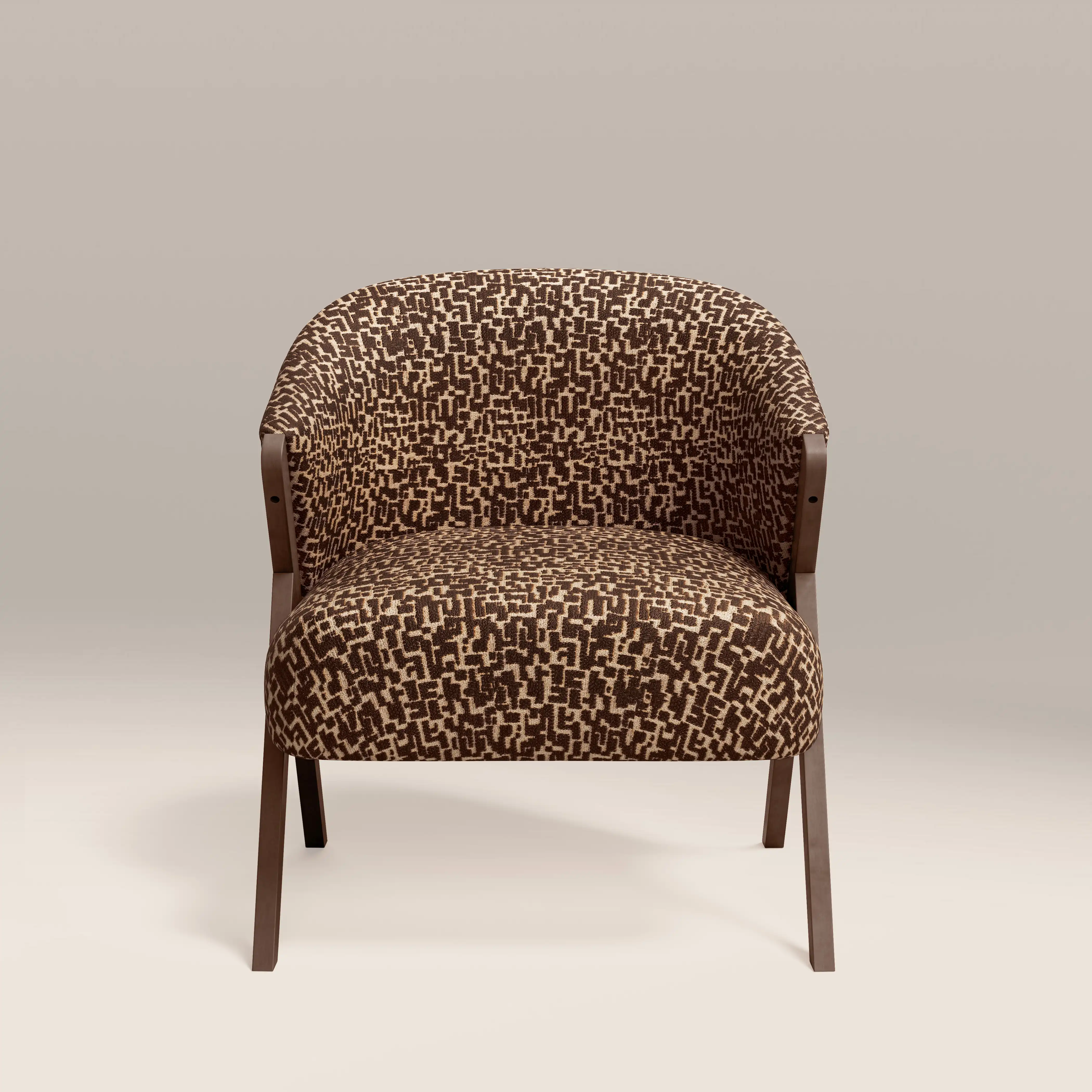 Kira Accent Chair | Ochre Maze Boucle & Walnut - Image 3