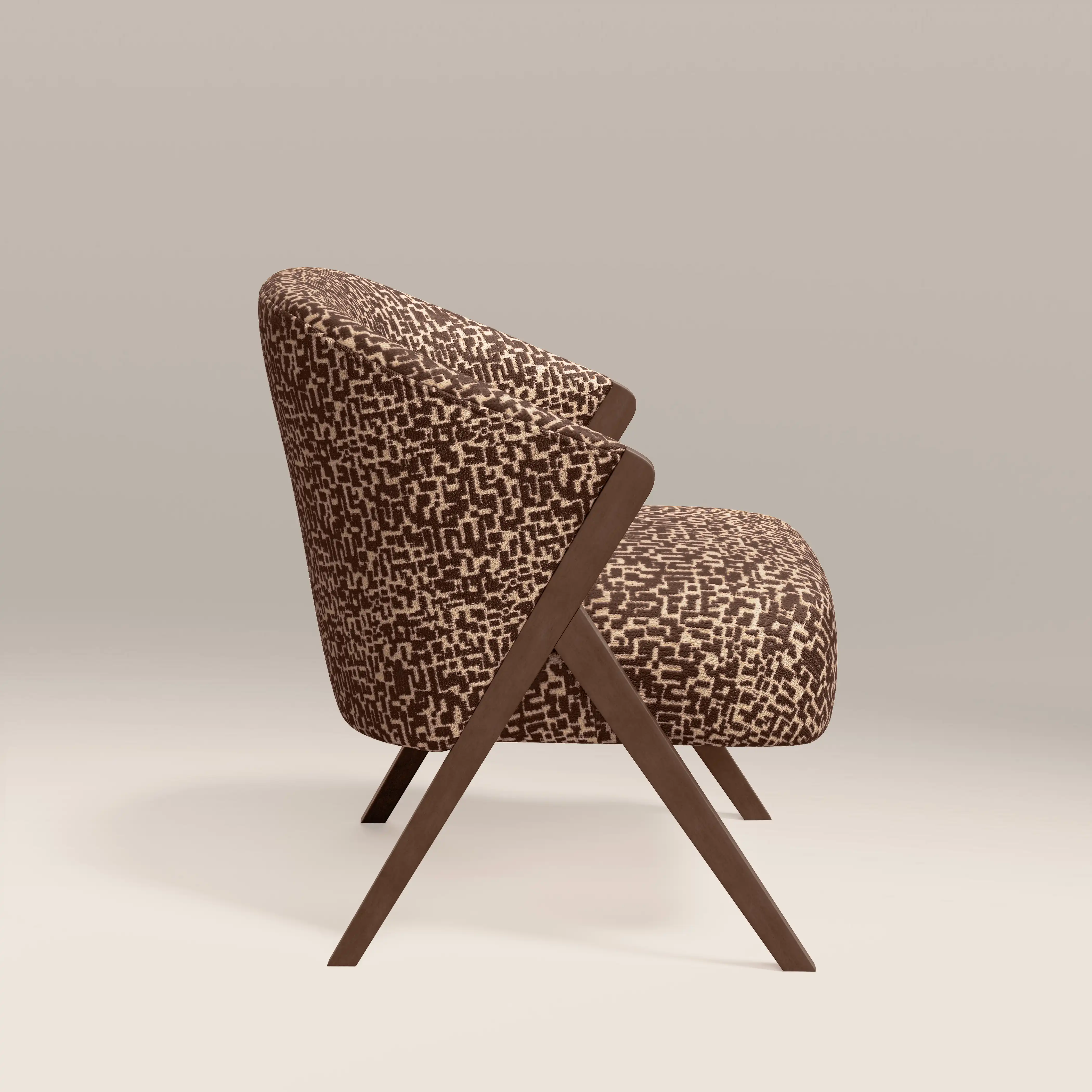 Kira Accent Chair | Ochre Maze Boucle & Walnut - Image 5