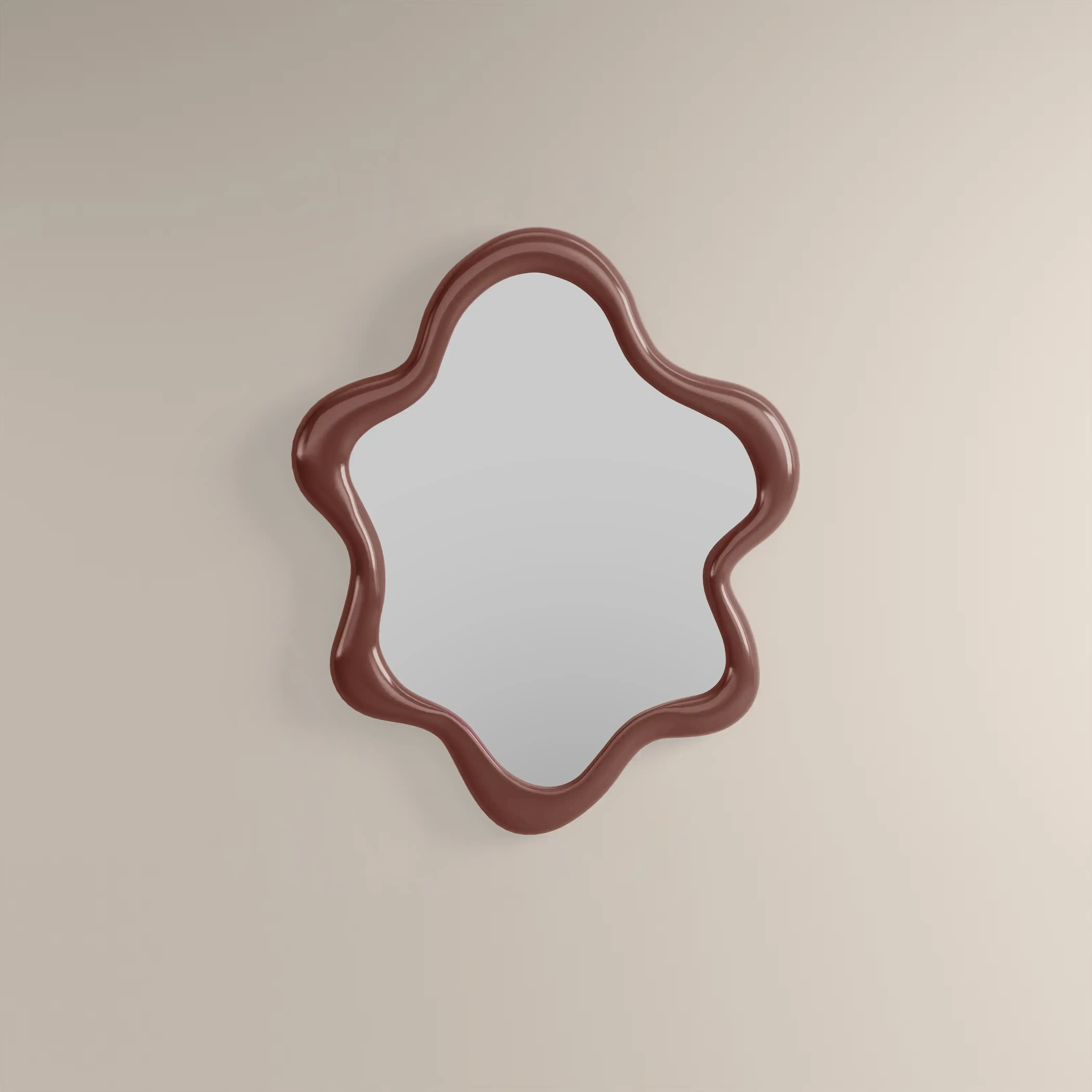 Lenny Wavy Wall Mirror, 100 x 83 cm | High Gloss Burgundy