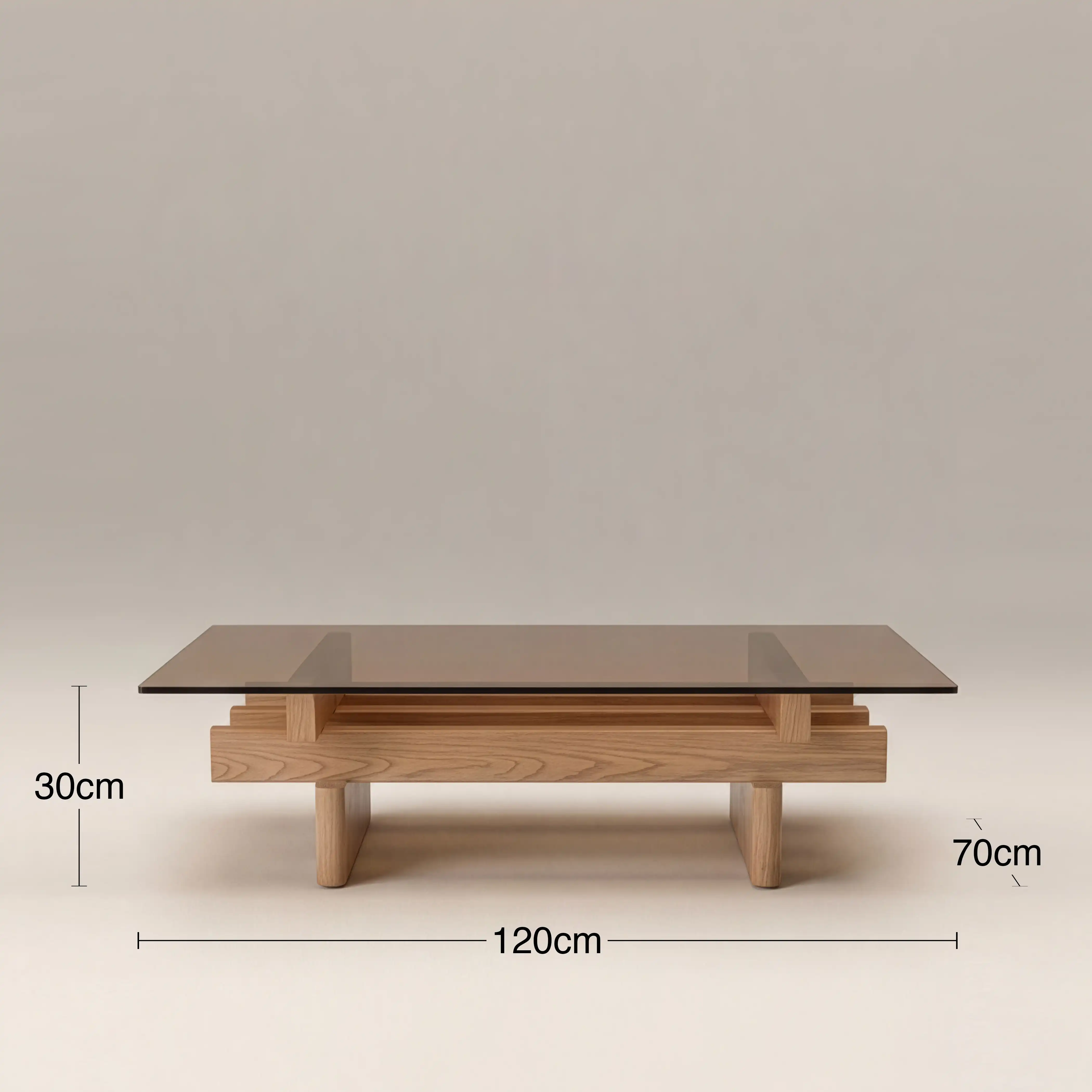Line Rectangle Coffee Table | Amber Brown Glass & Natural - Image 5