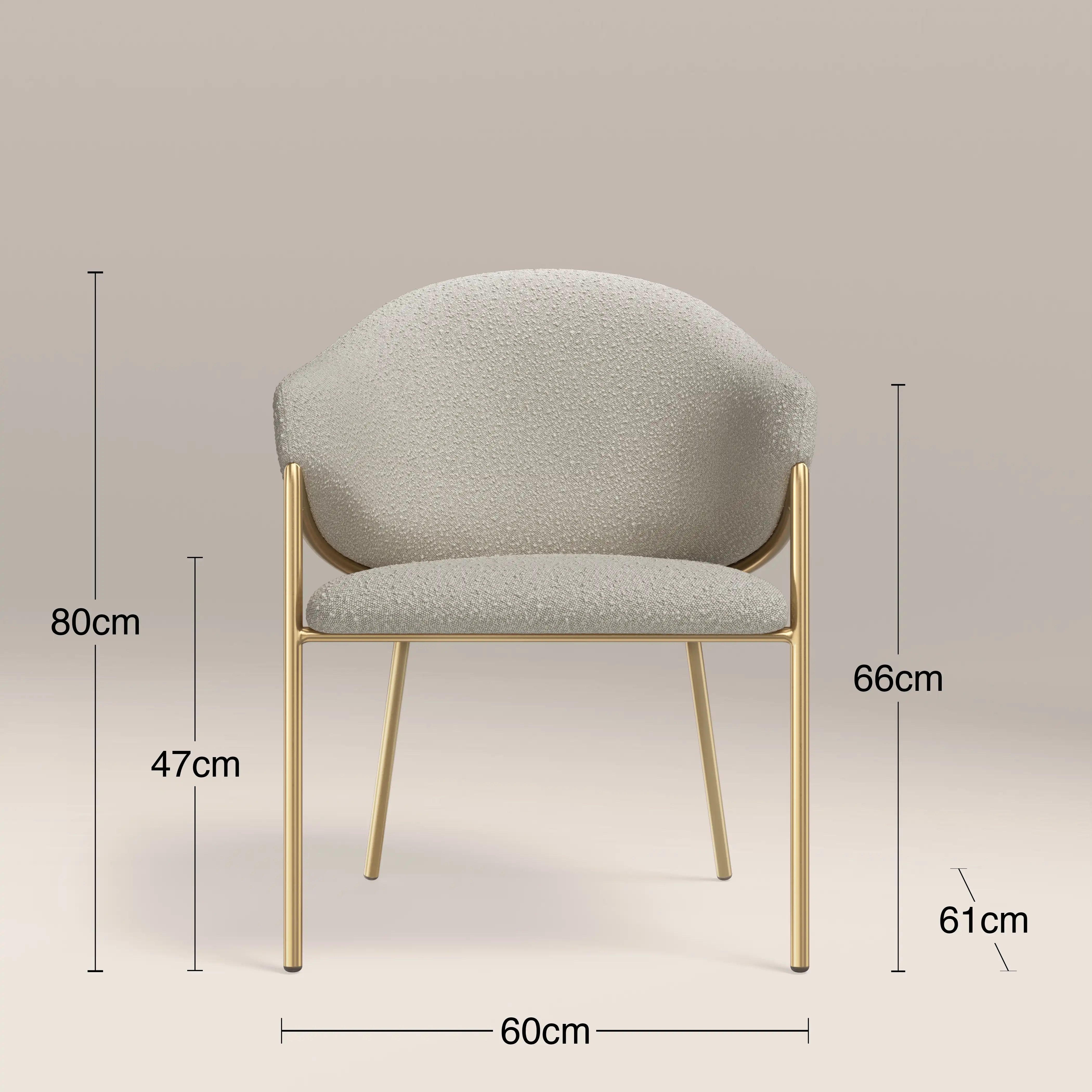 Luca Carver Dining Chair | Speckled Stone Sustainable Boucle & Brass - Image 8