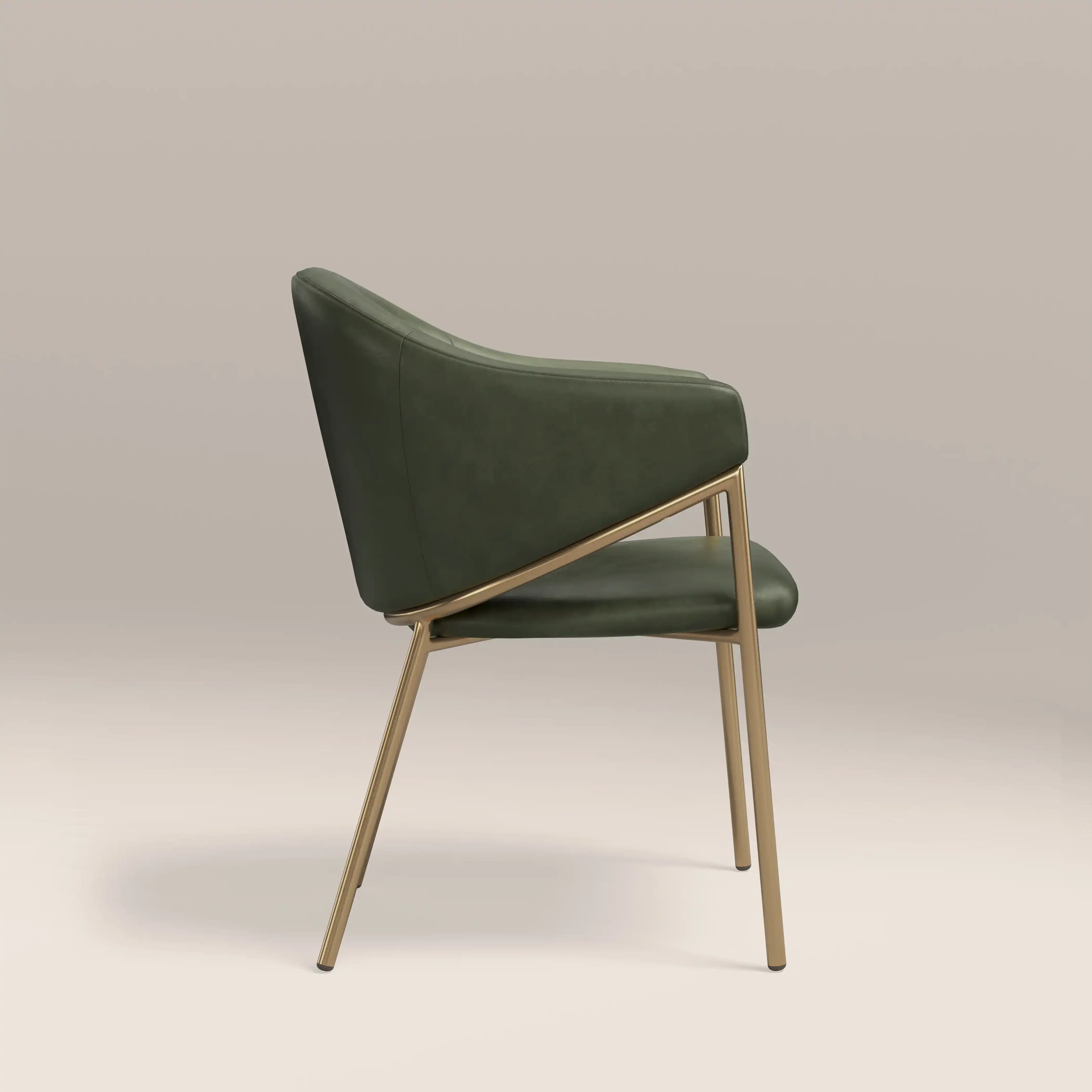 Luca Carver Dining Chair | Vintage Green Faux Leather & Brass - Image 4