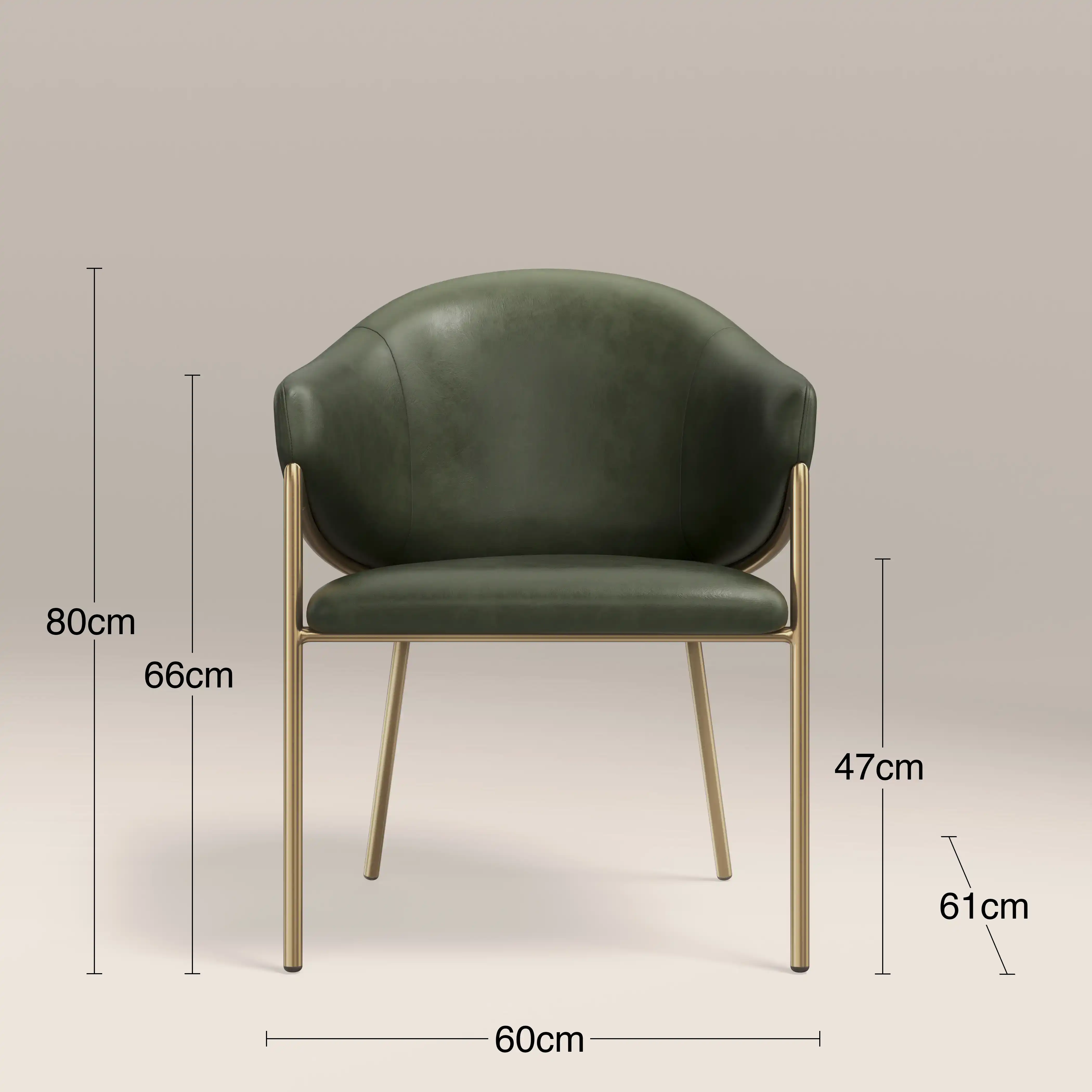 Luca Carver Dining Chair | Vintage Green Faux Leather & Brass - Image 7