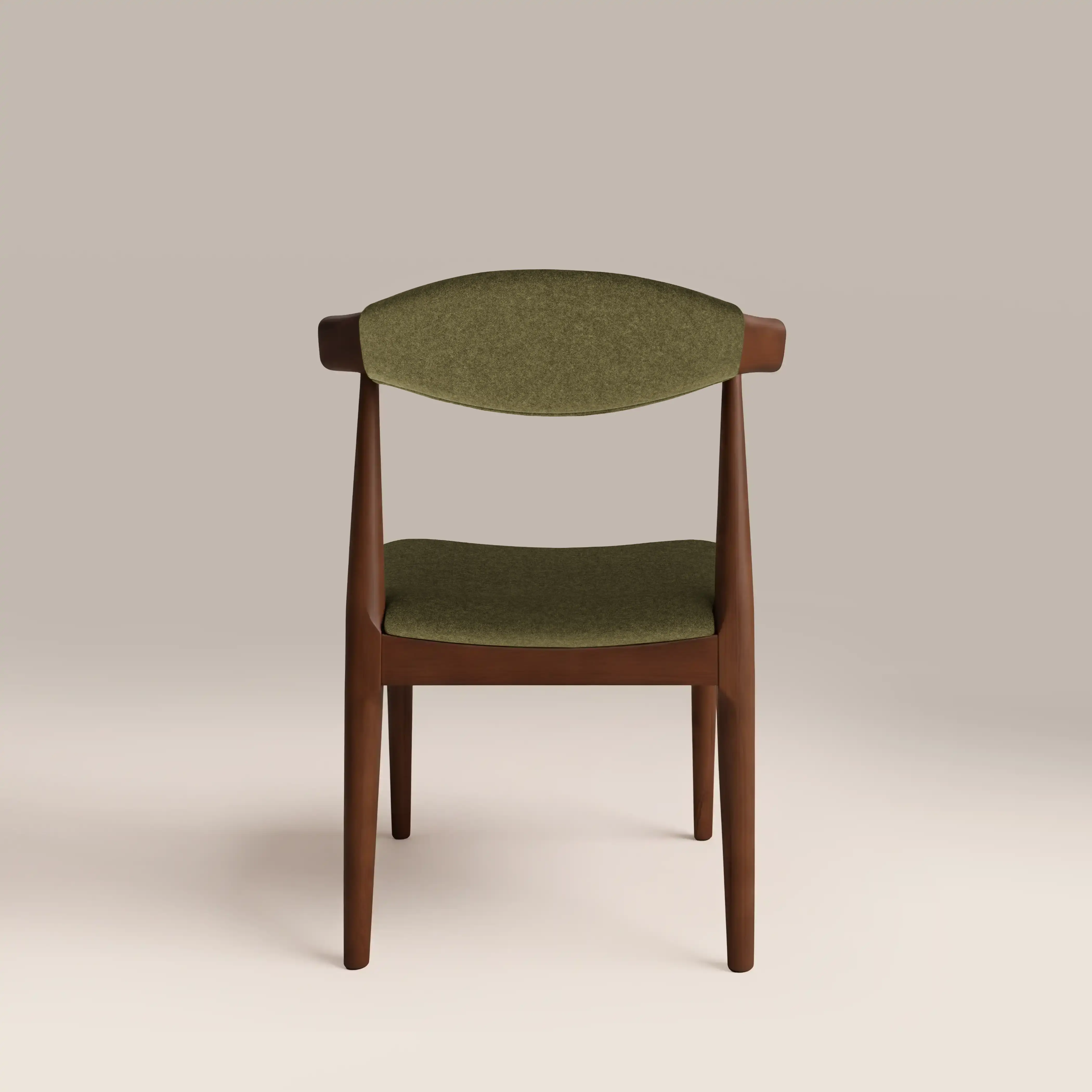 Marton Wooden Dining Chair | Moss Green Sustainable Mohair Velvet & Walnut - Image 5