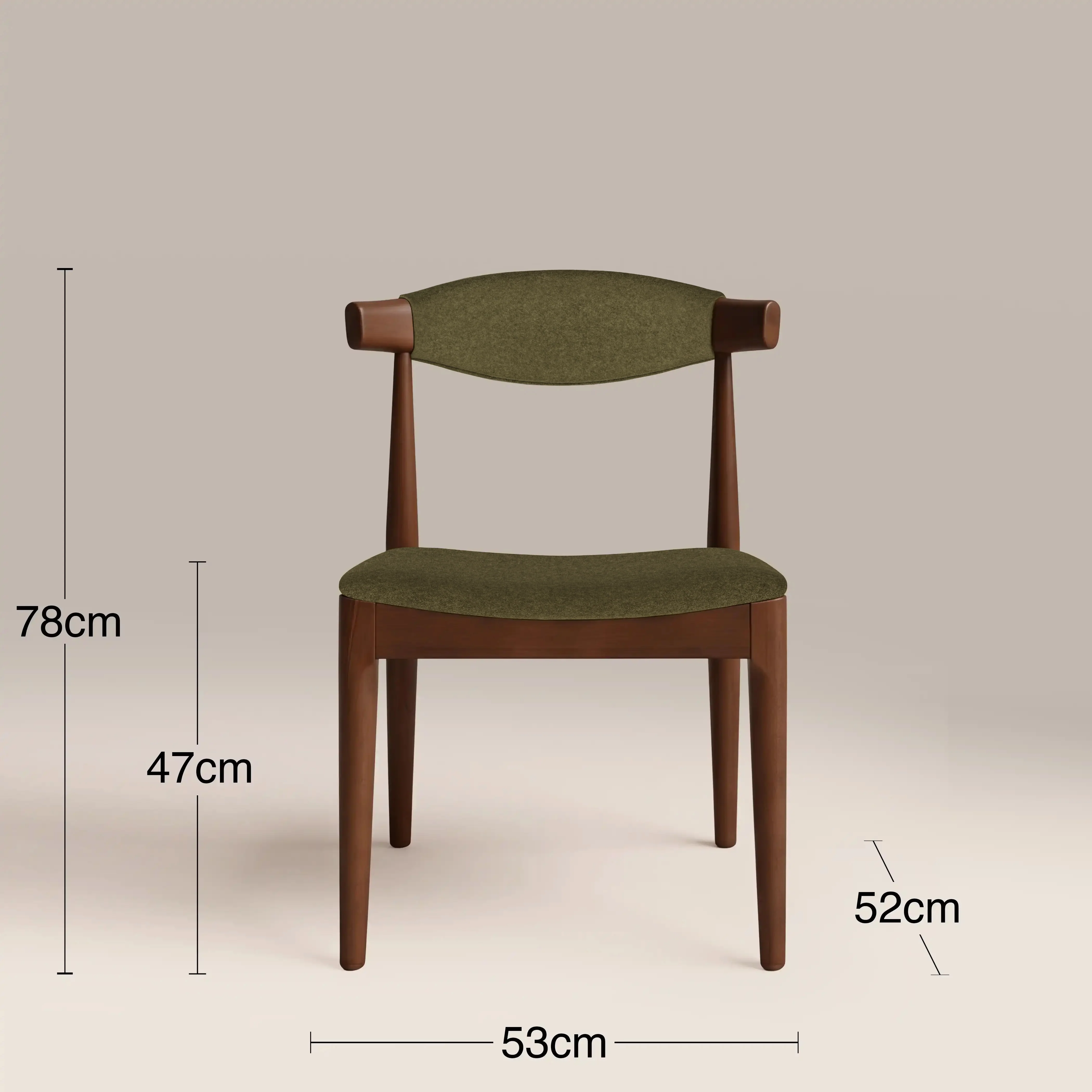 Marton Wooden Dining Chair | Moss Green Sustainable Mohair Velvet & Walnut - Image 6