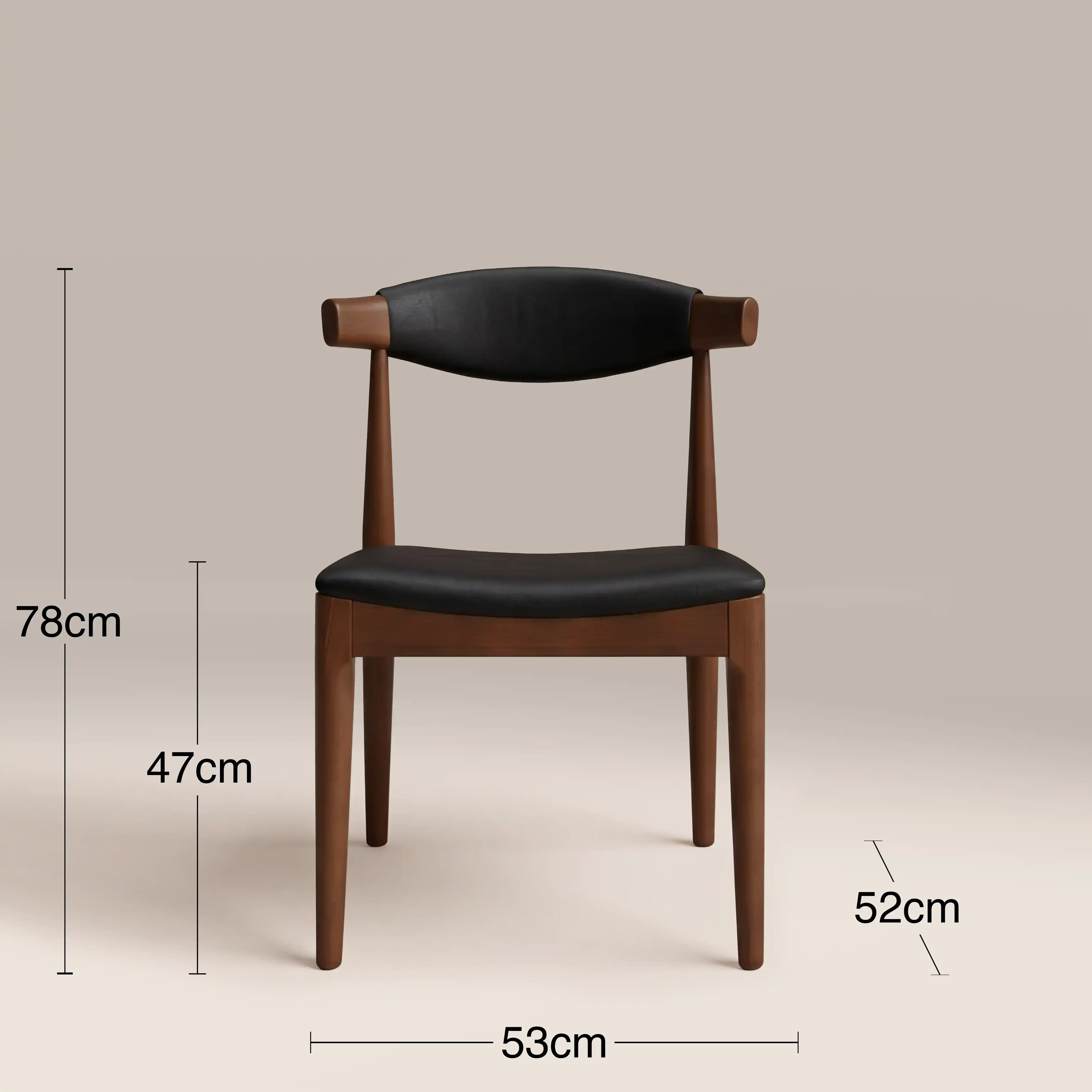Marton Wooden Dining Chair | Vintage Black Faux Leather & Walnut - Image 6