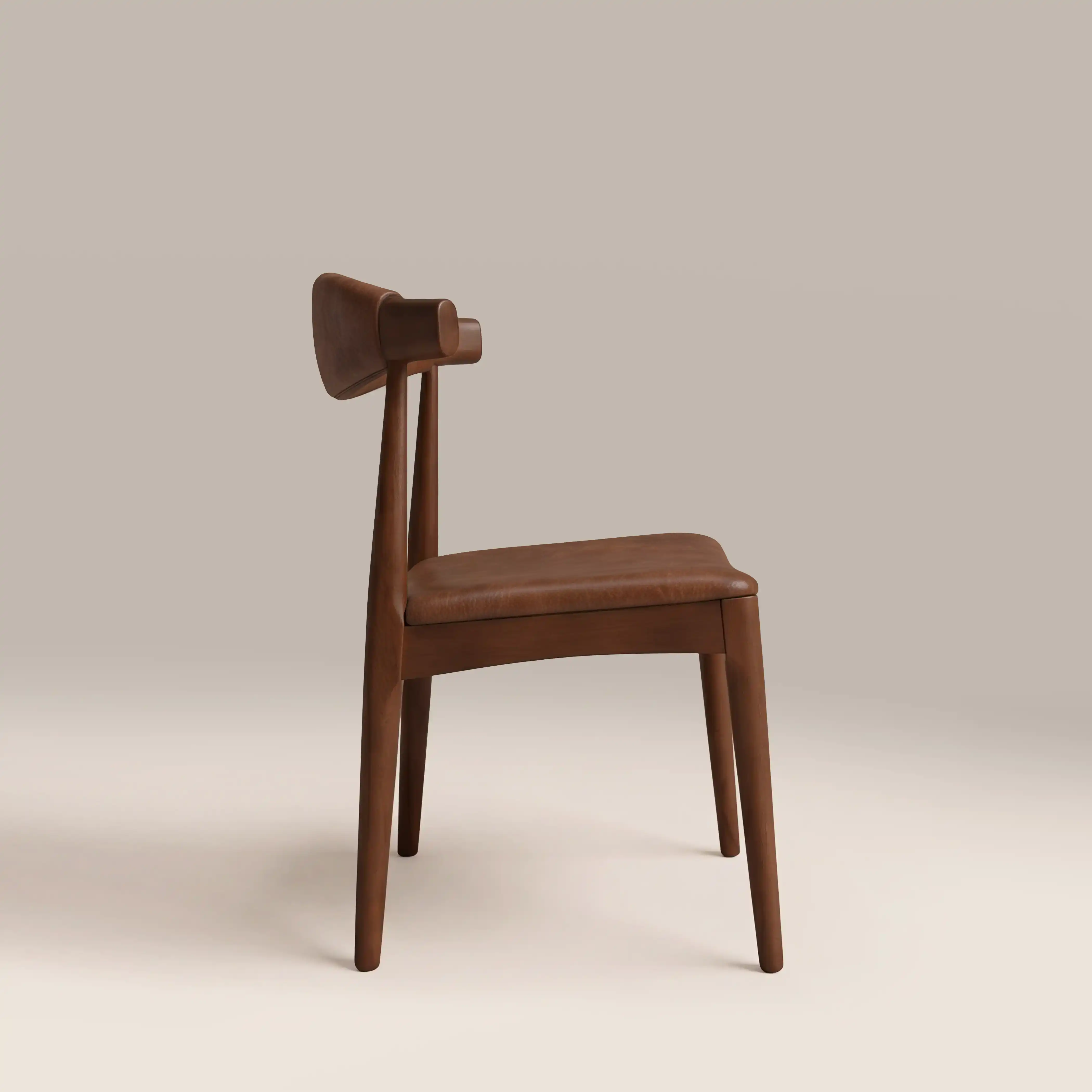 Marton Wooden Dining Chair | Vintage Tan Faux Leather & Walnut - Image 4
