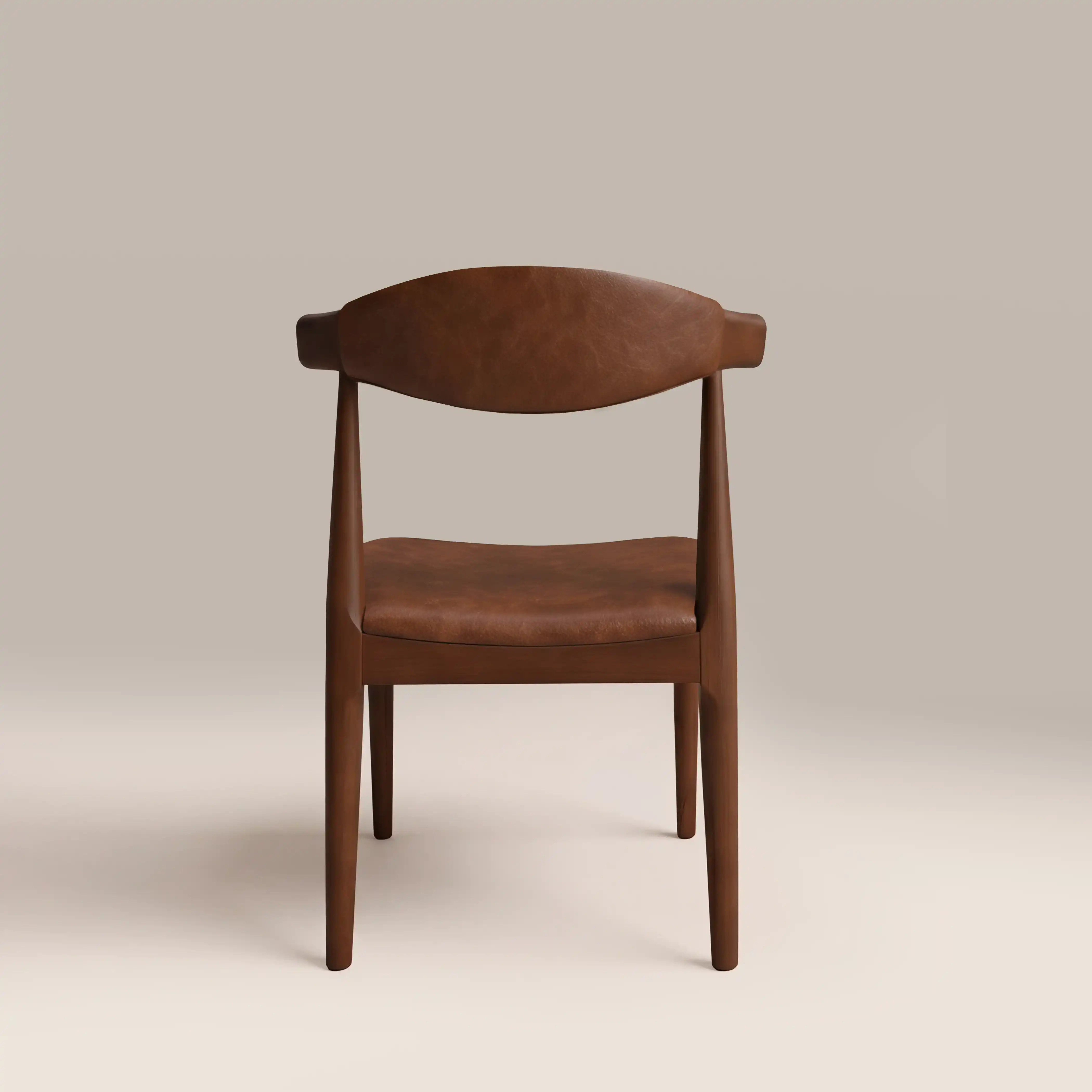 Marton Wooden Dining Chair | Vintage Tan Faux Leather & Walnut - Image 5