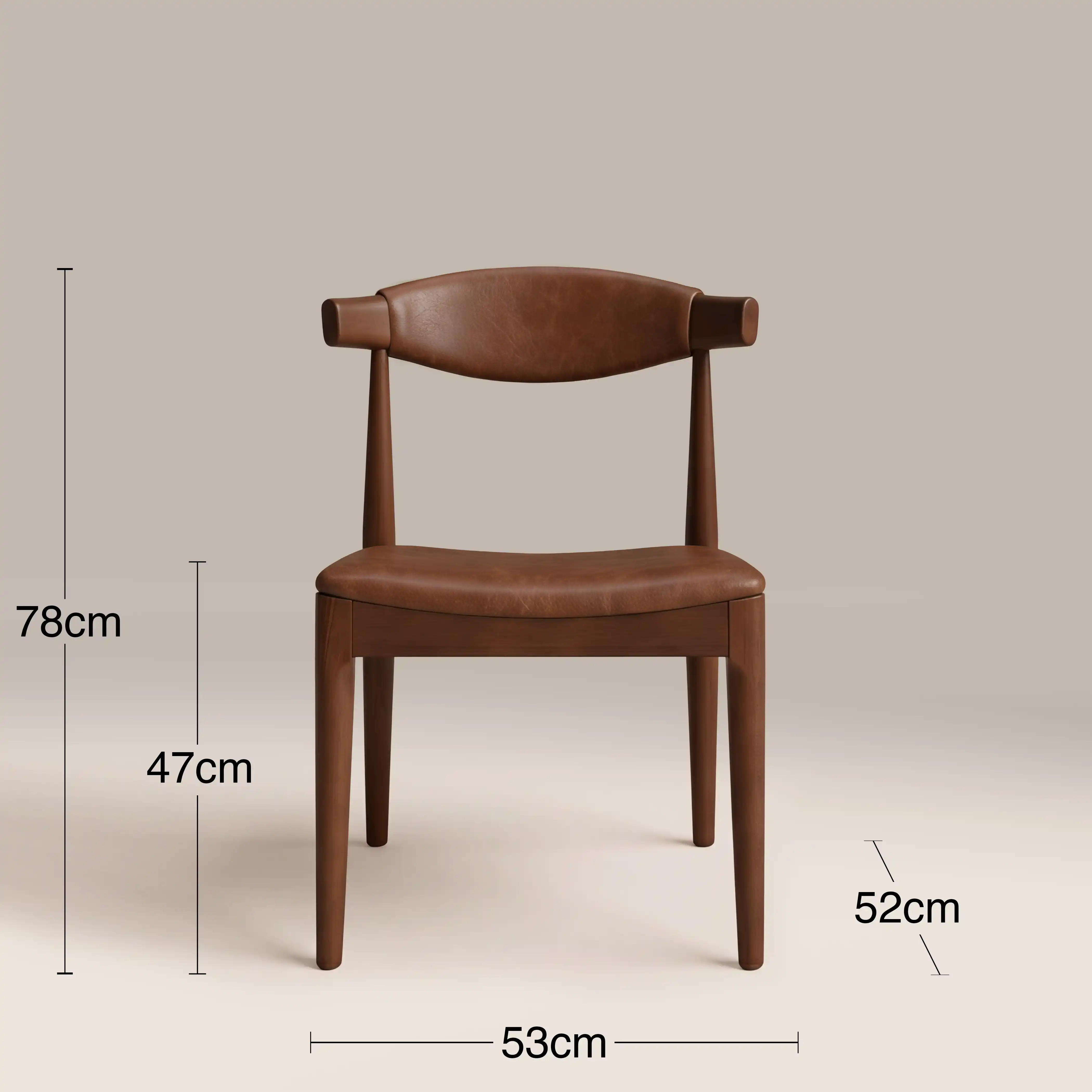 Marton Wooden Dining Chair | Vintage Tan Faux Leather & Walnut - Image 6