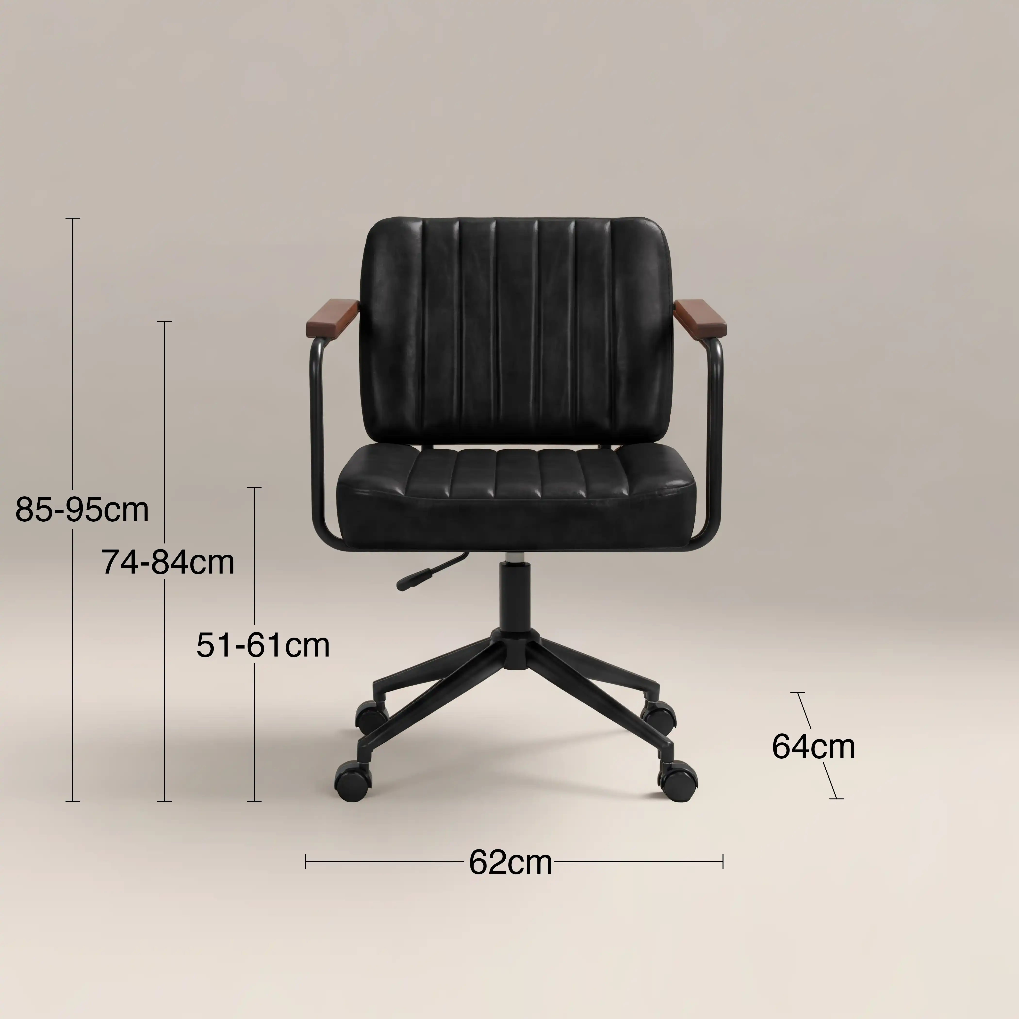 Mason Office Chair | Vintage Black Faux Leather & Black - Image 6