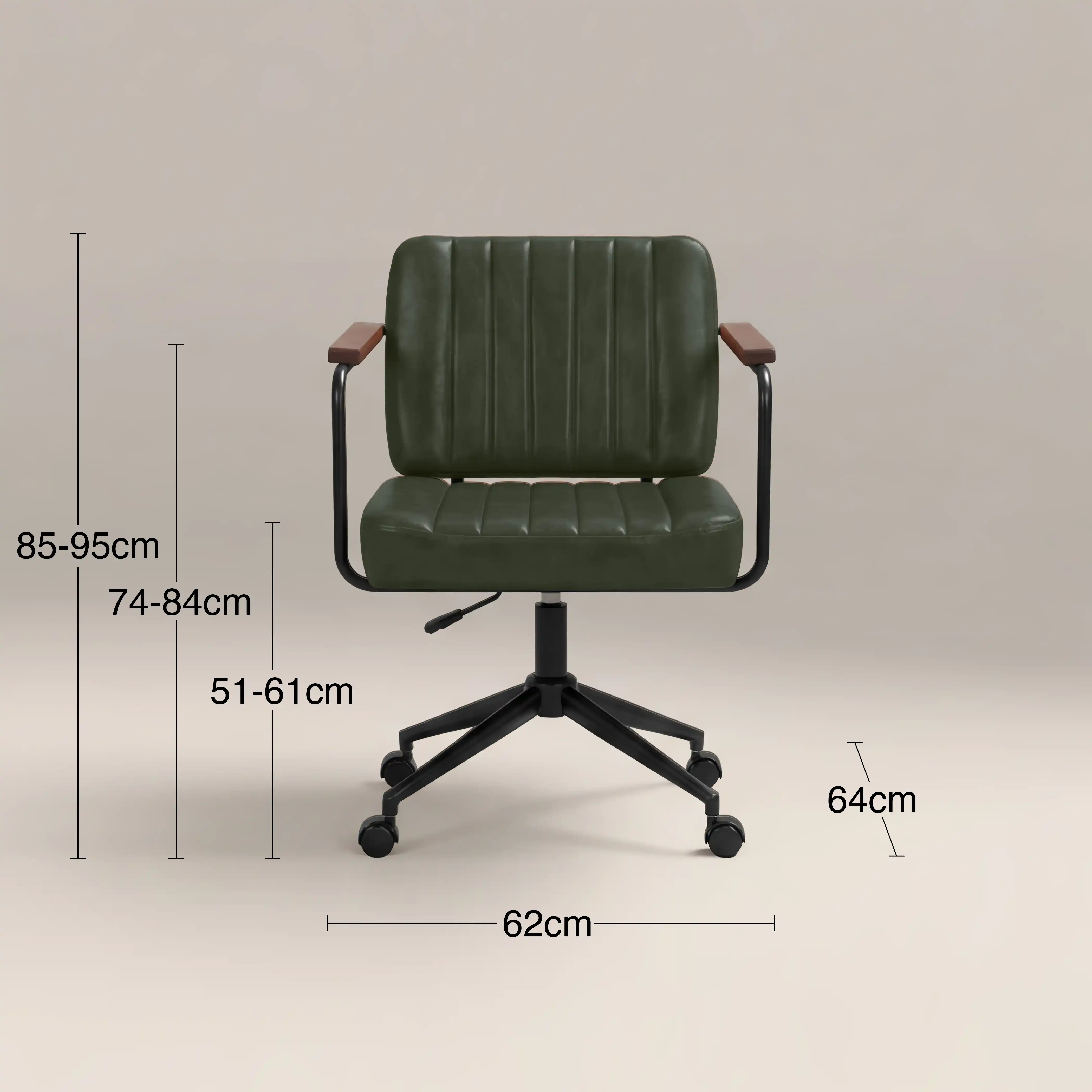 Mason Office Chair | Vintage Green Faux Leather & Black - Image 6