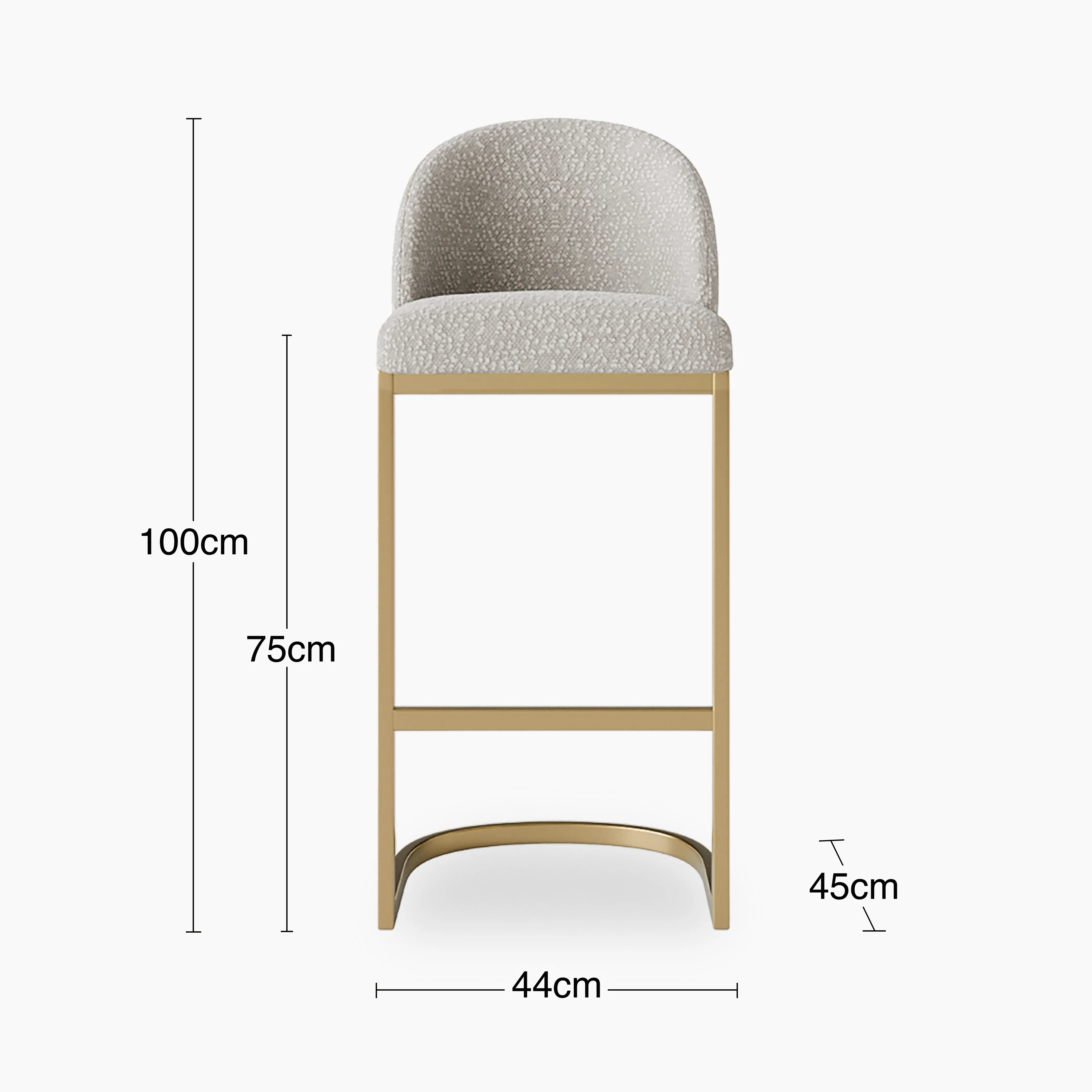 Matteo Bar Stool with Backrest | Speckled Stone Sustainable Boucle - Image 7