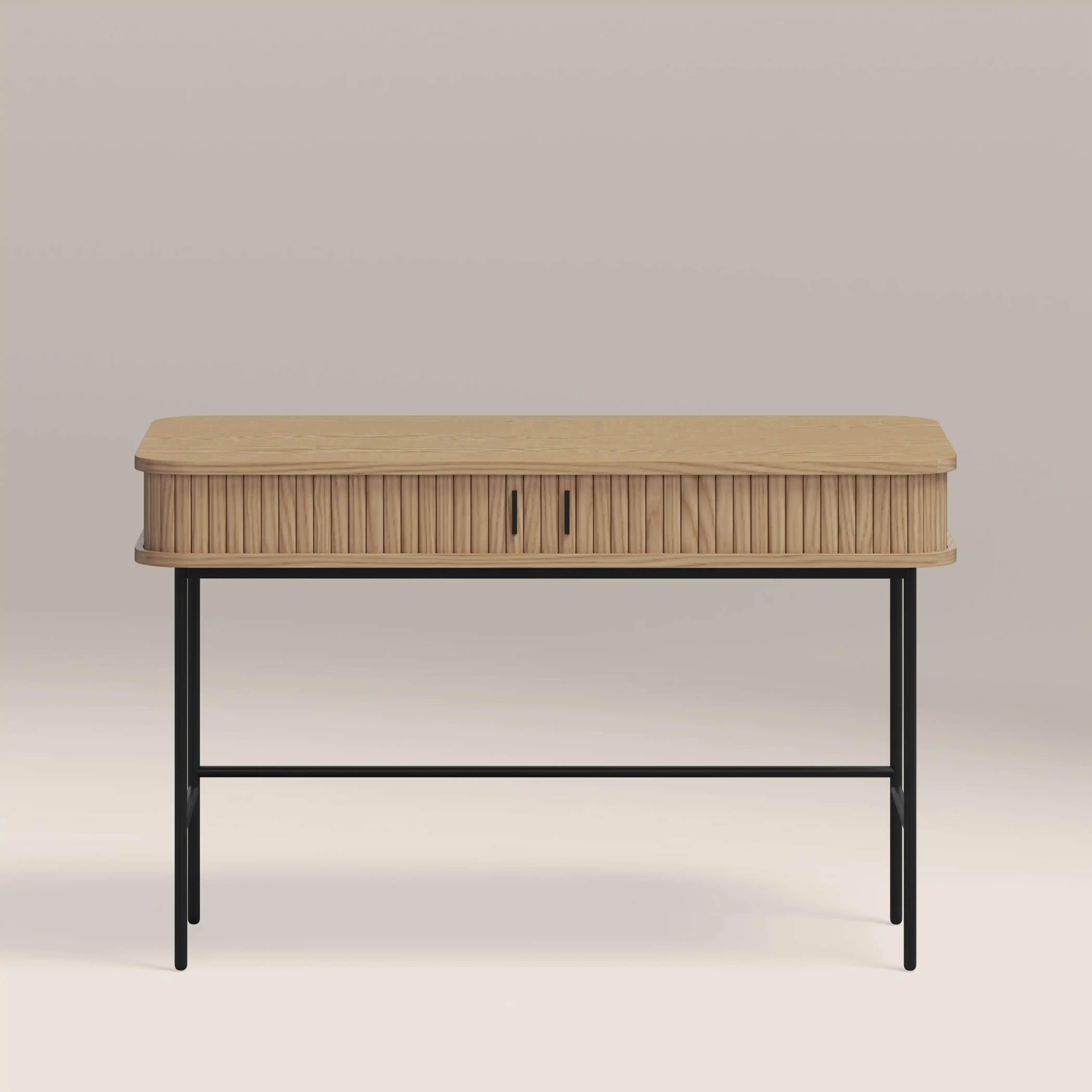 Mika Wooden 2 Drawer Desk | Oak & Black