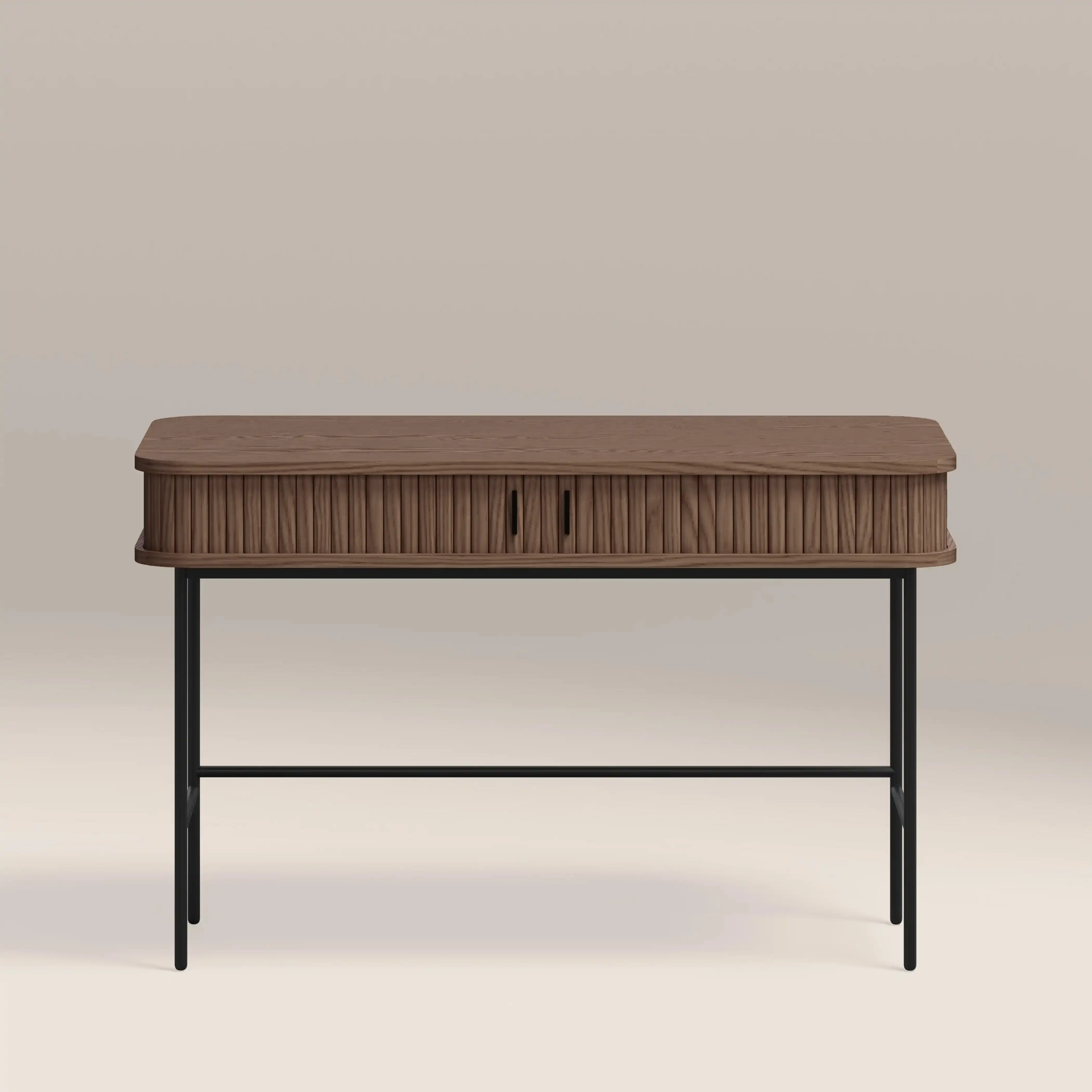 Mika Wooden 2 Drawer Desk | Walnut & Black