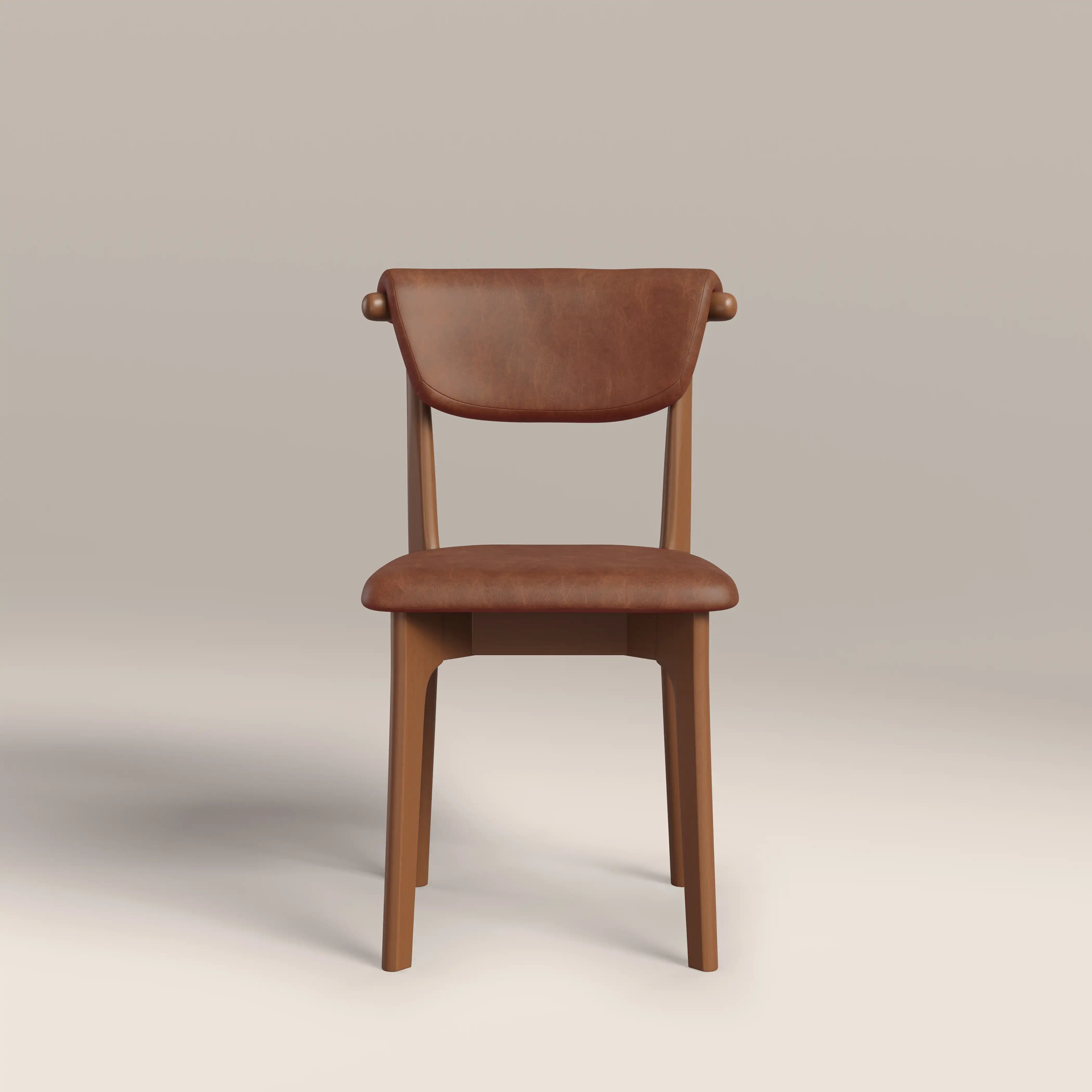 Nobu Dining Chair | Vintage Tan Faux Leather & Walnut - Image 2
