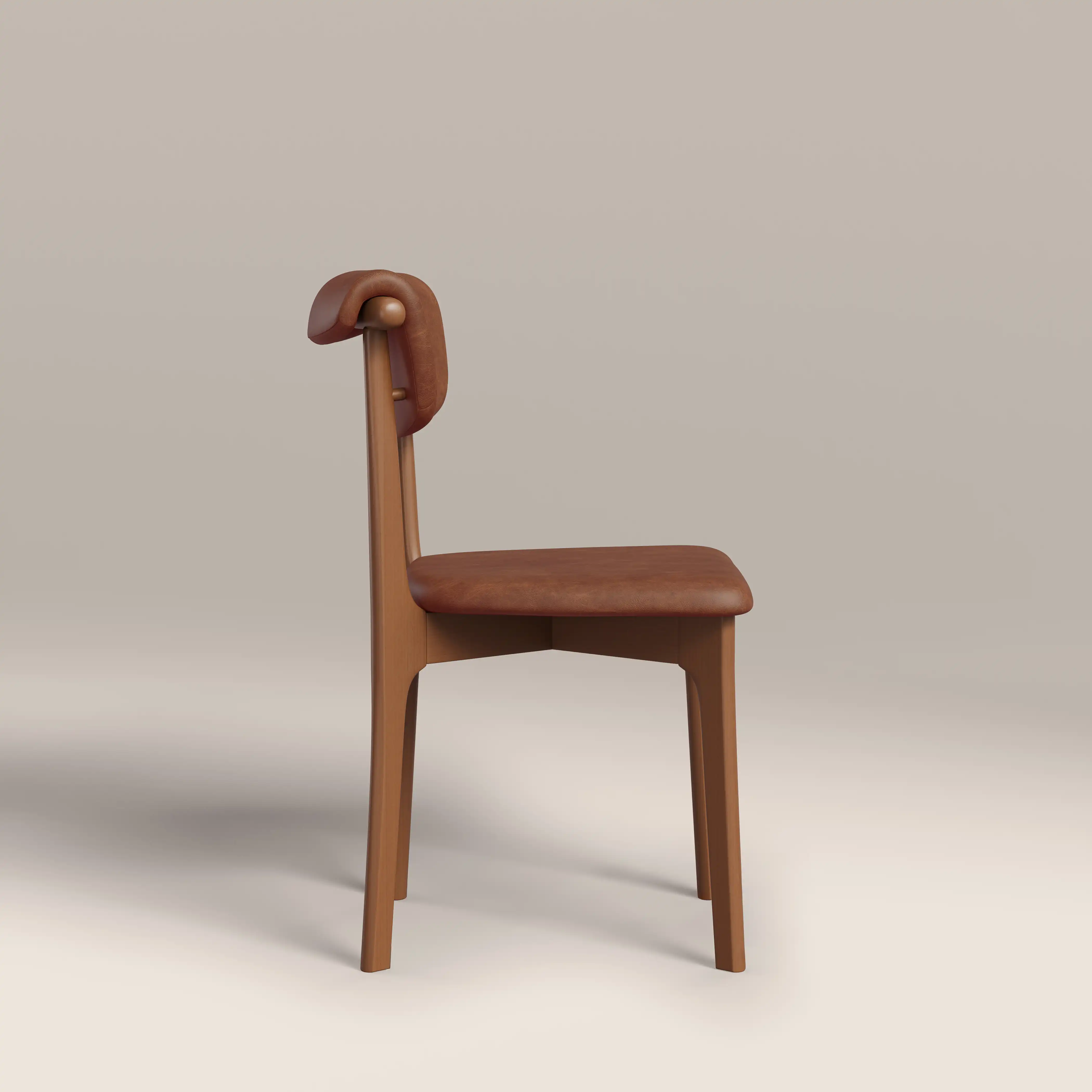 Nobu Dining Chair | Vintage Tan Faux Leather & Walnut - Image 4