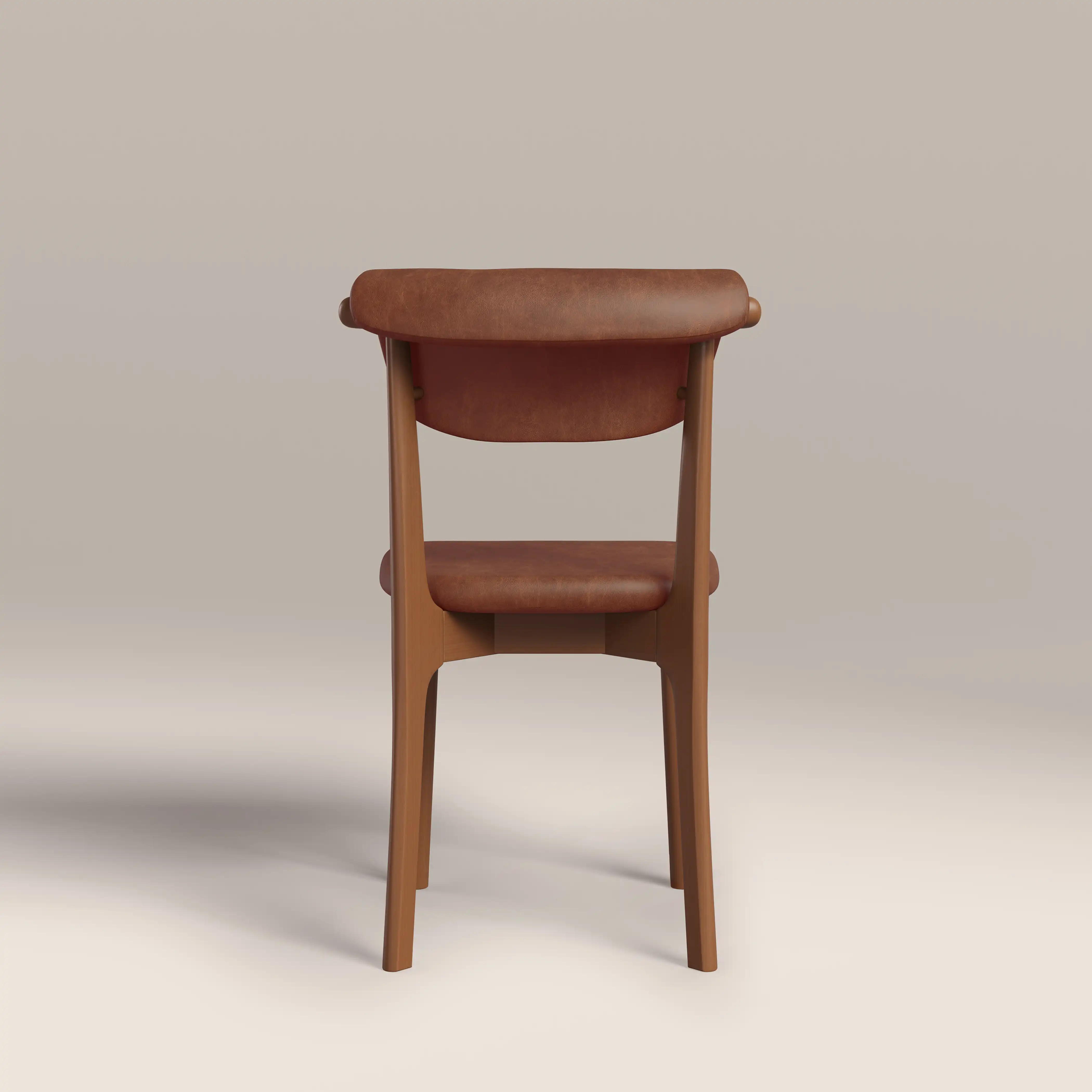 Nobu Dining Chair | Vintage Tan Faux Leather & Walnut - Image 5
