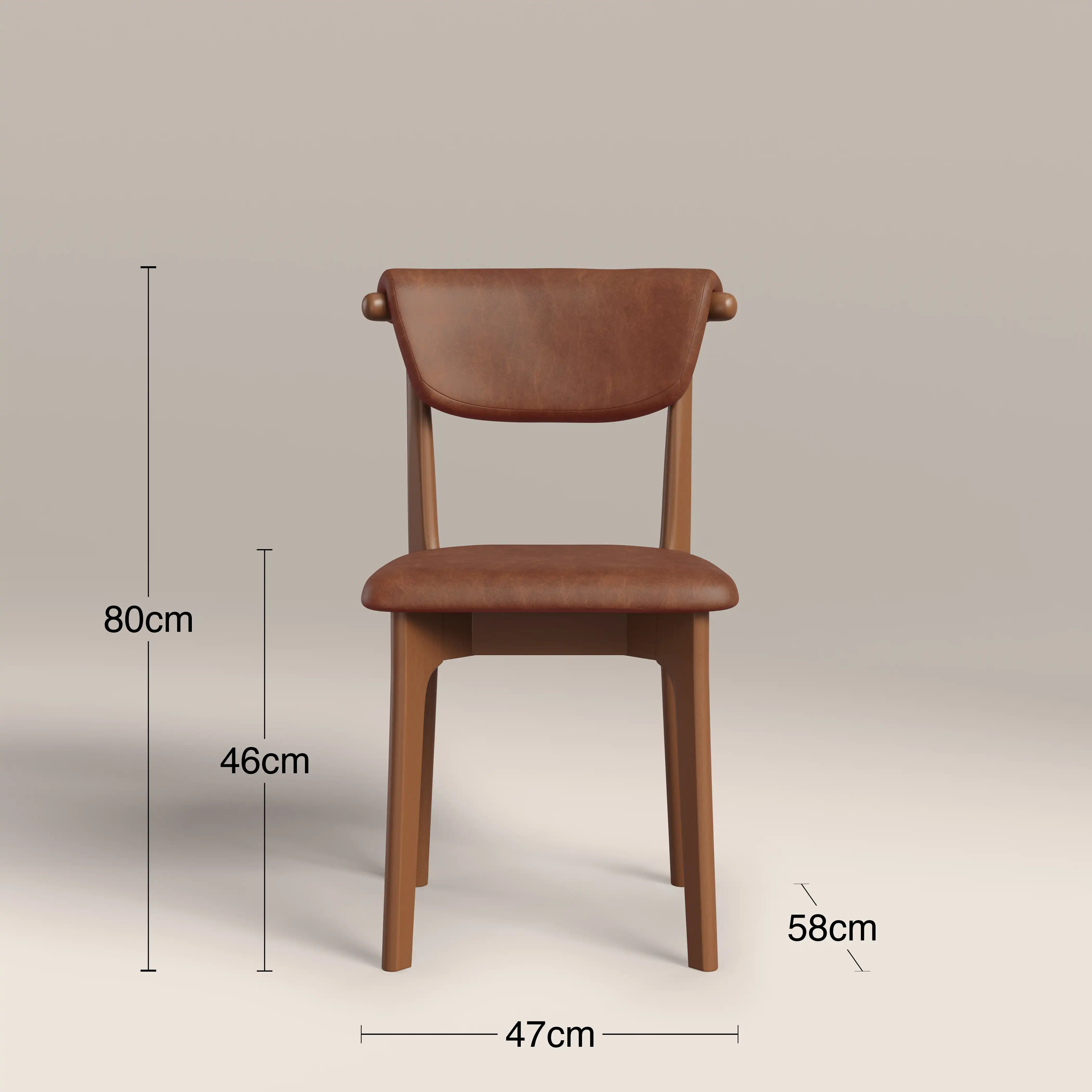 Nobu Dining Chair | Vintage Tan Faux Leather & Walnut - Image 7