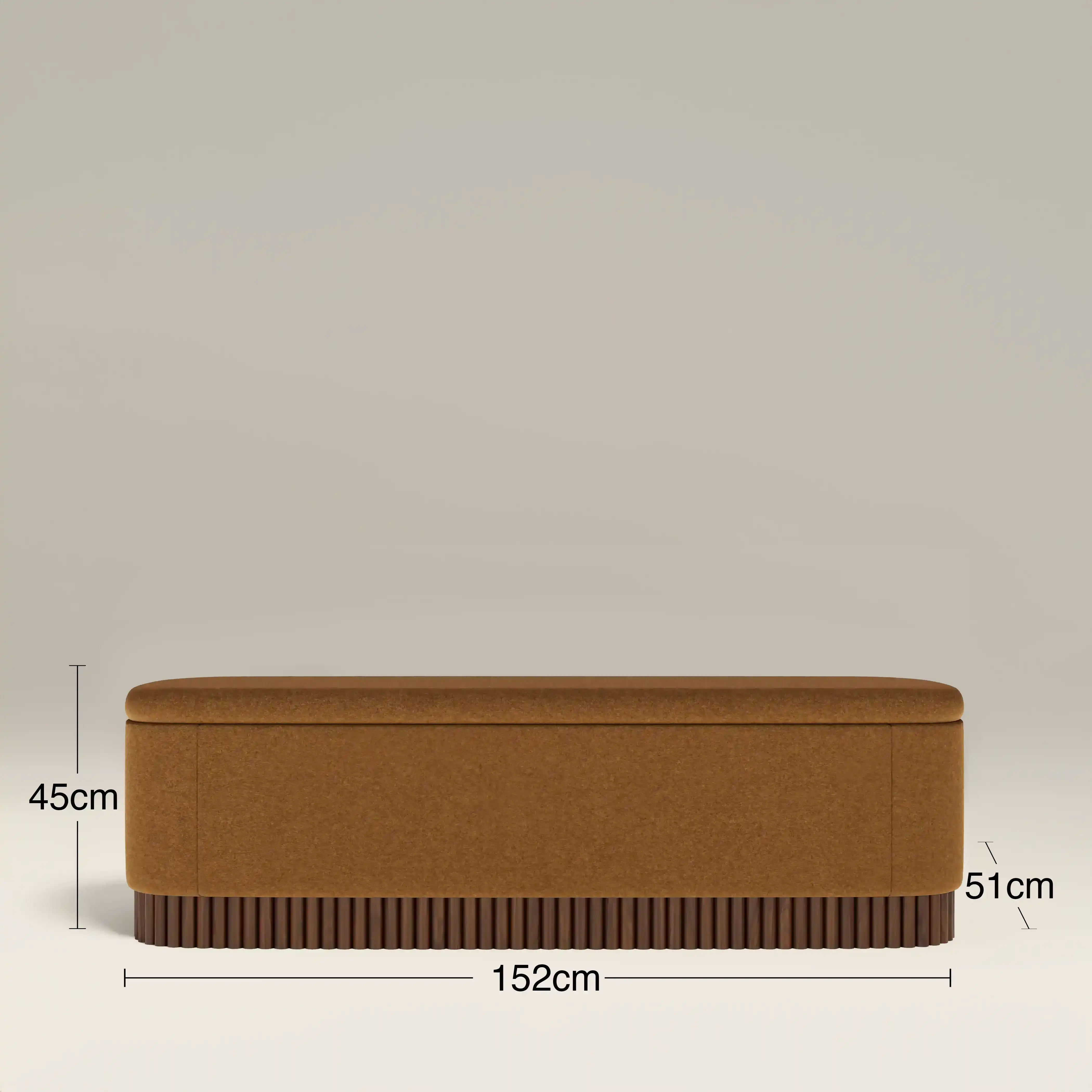 Oberon Storage Ottoman | Caramel Sustainable Mohair Velvet & Walnut - Image 6