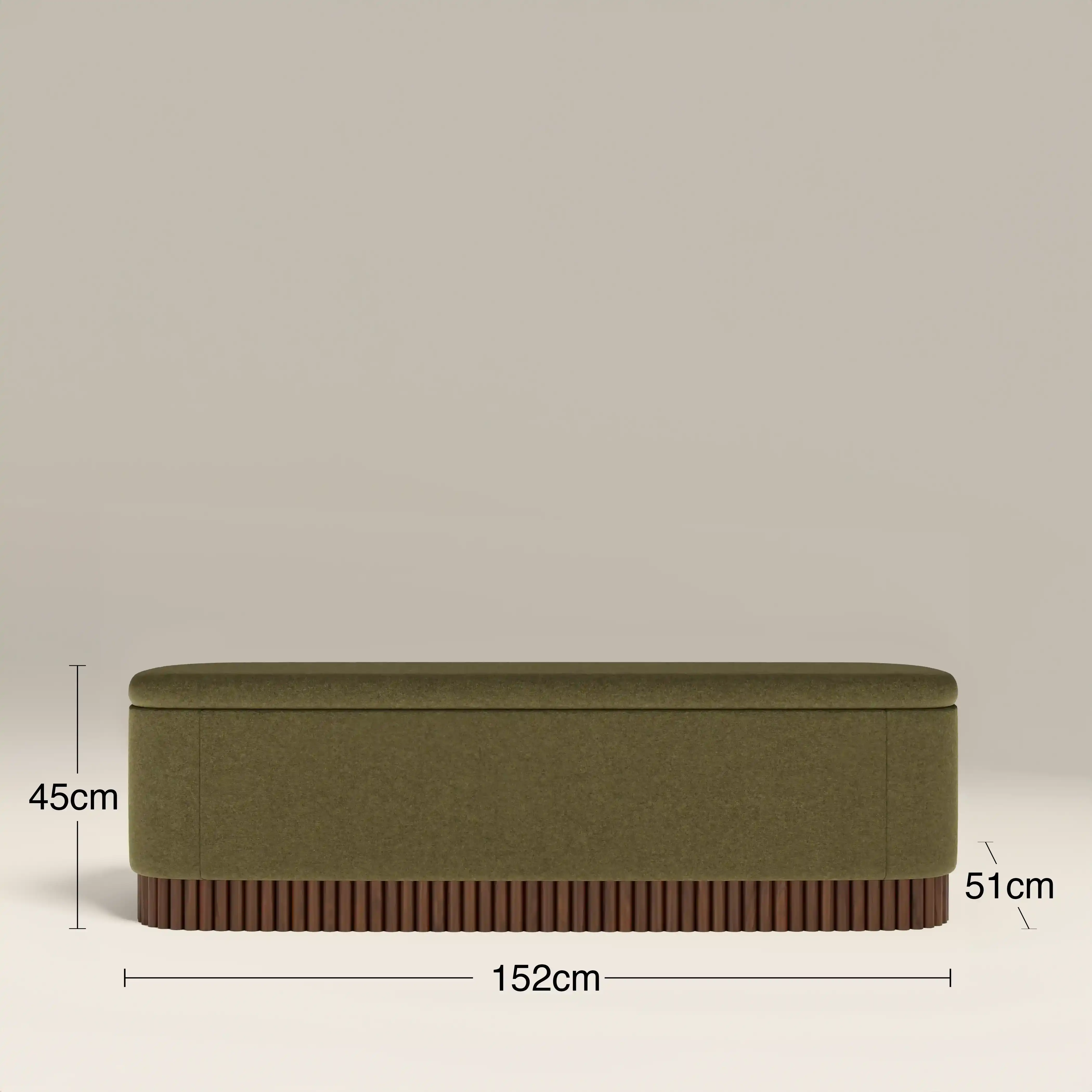 Oberon Storage Ottoman | Moss Green Sustainable Mohair Velvet & Walnut - Image 6