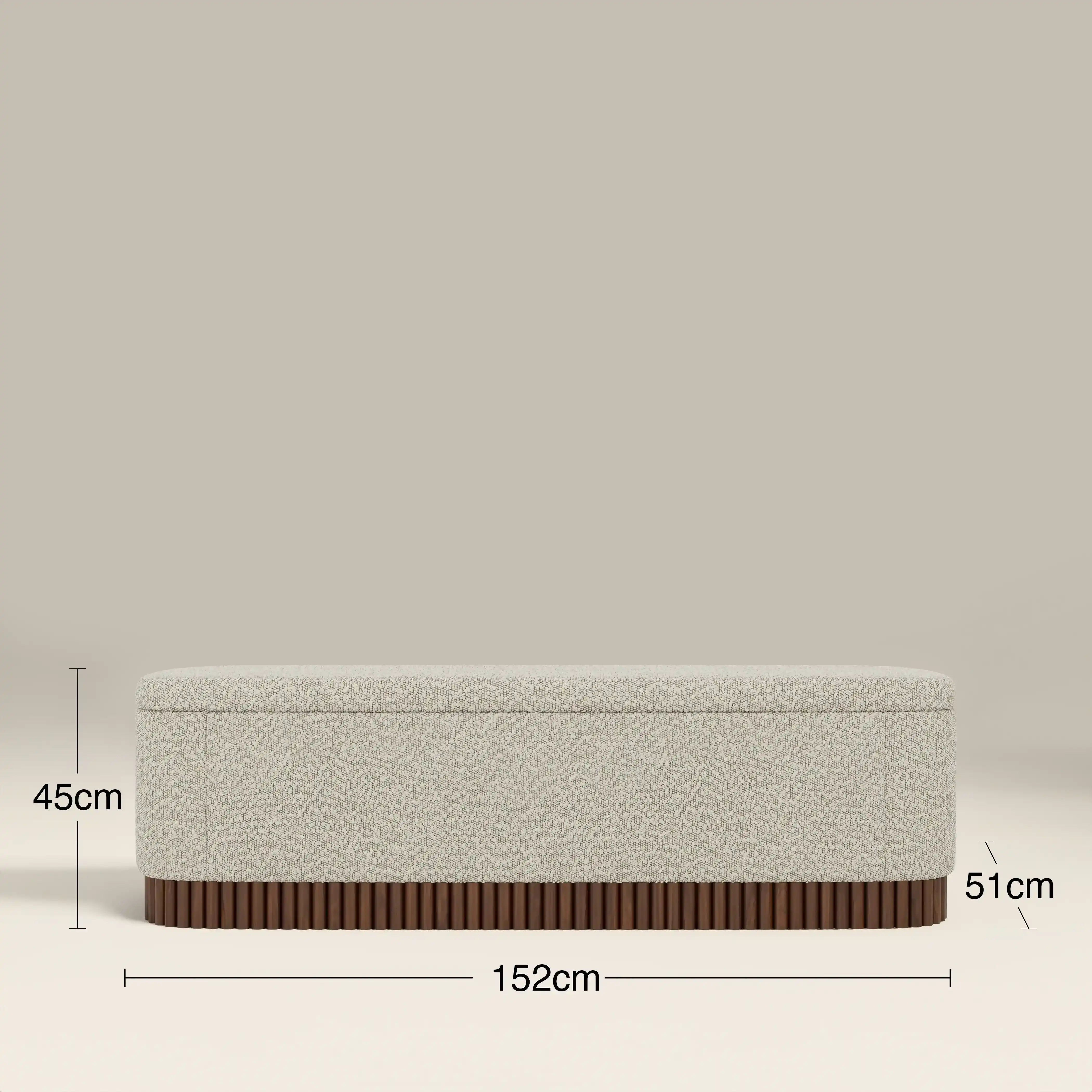 Oberon Storage Ottoman | Speckled Stone Sustainable Boucle & Walnut - Image 6