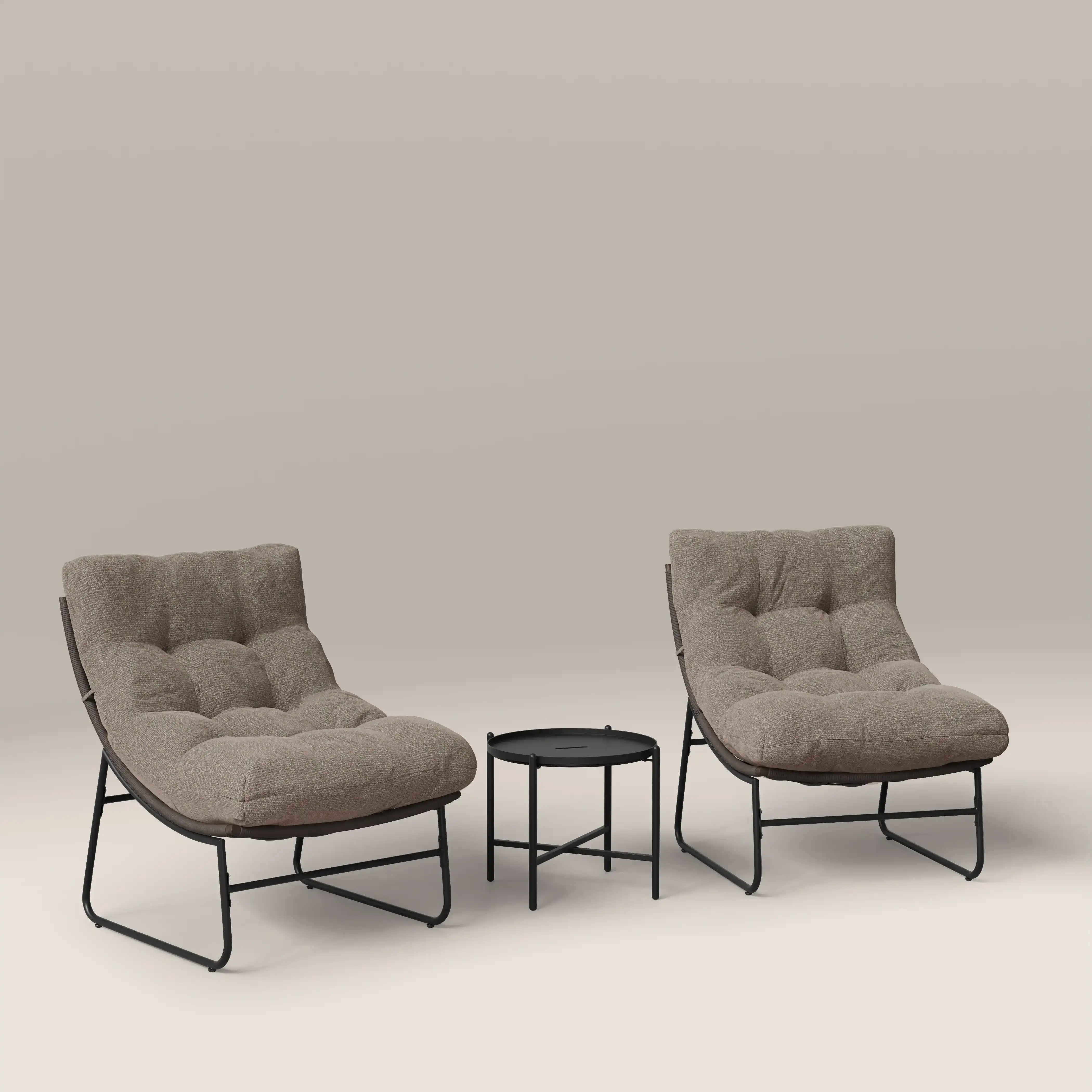 Odessa Garden Bistro Lounge Set | Natural Boucle & Charcoal Black - Image 4