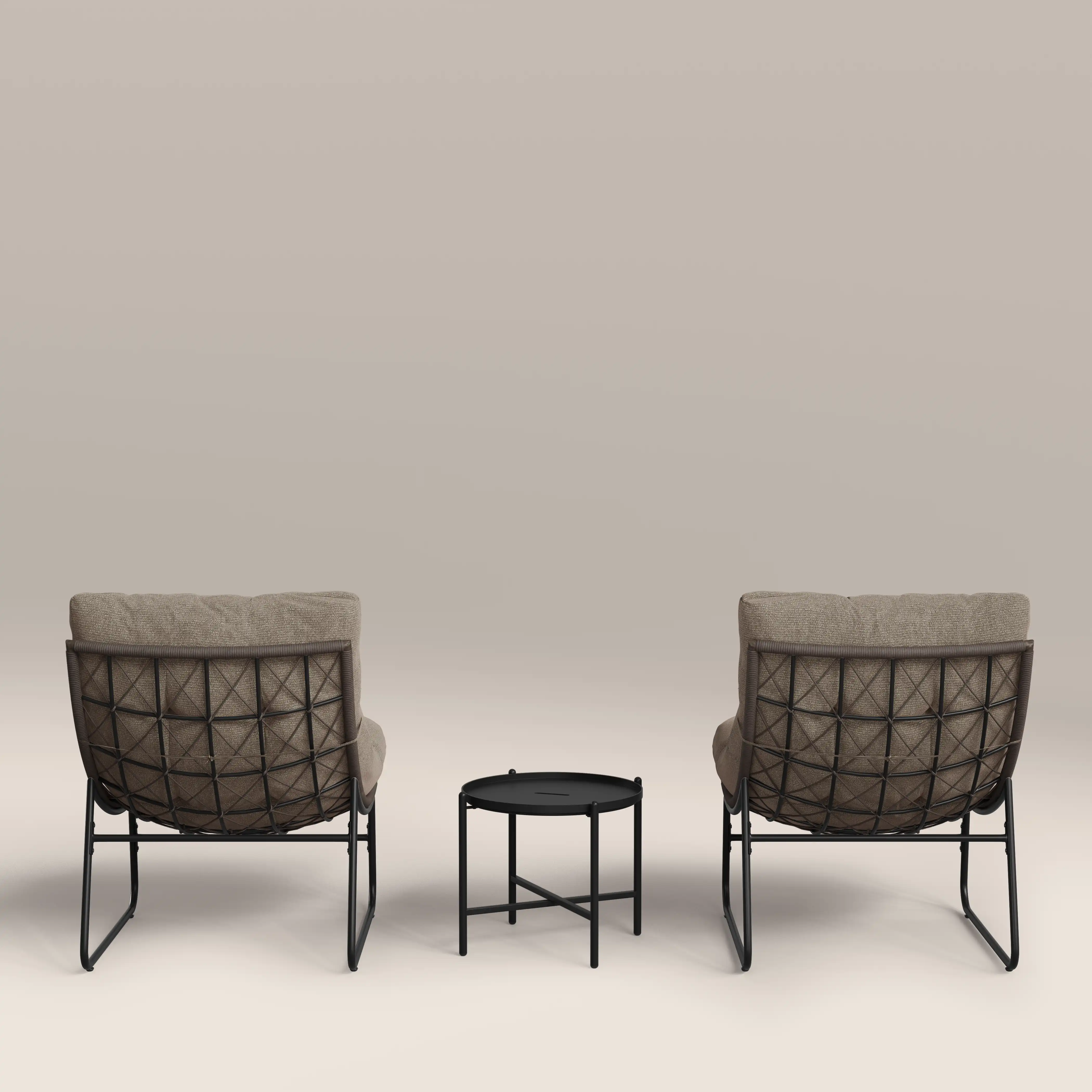 Odessa Garden Bistro Lounge Set | Natural Boucle & Charcoal Black - Image 5