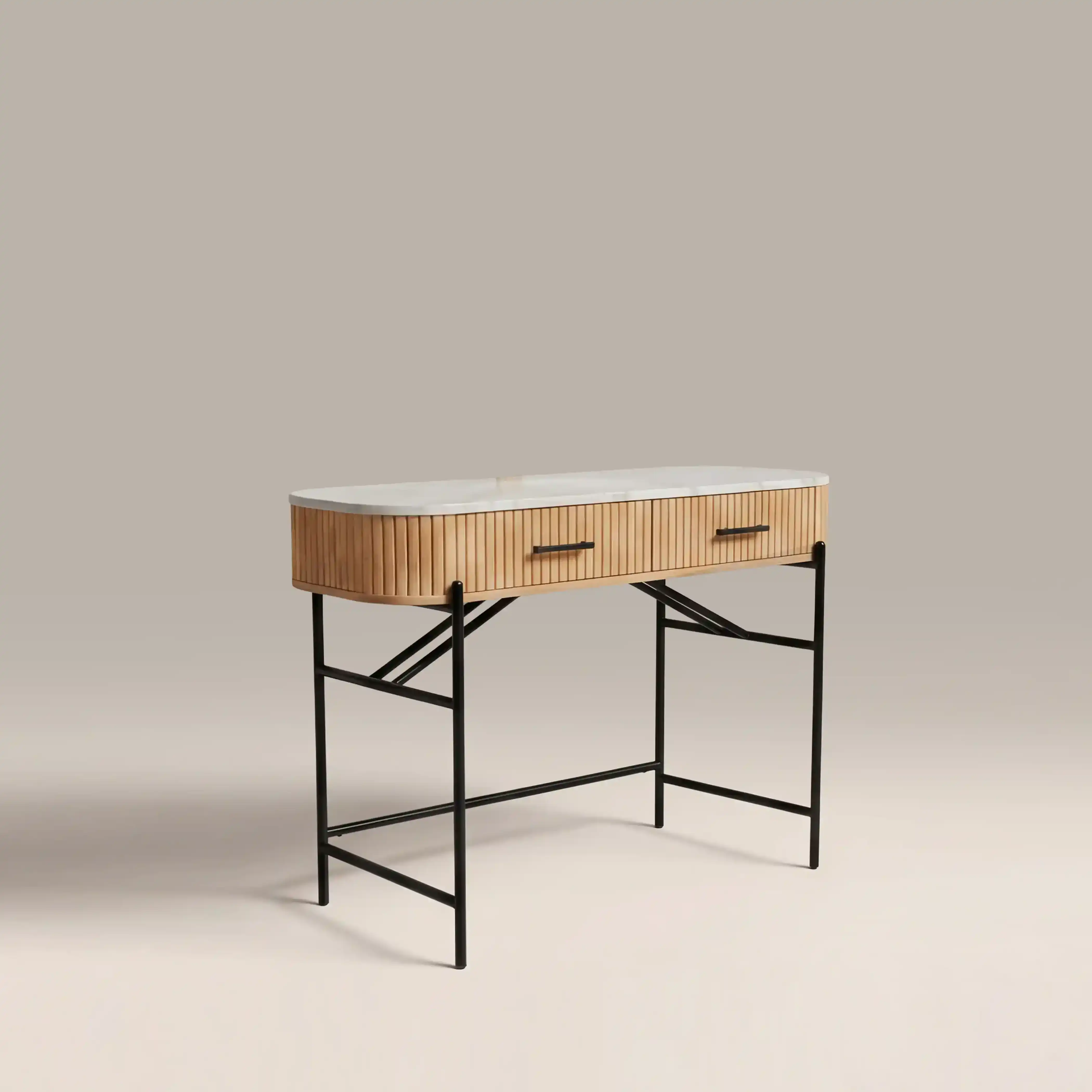 Oliver Dressing Table | White Marble & Natural - Image 3