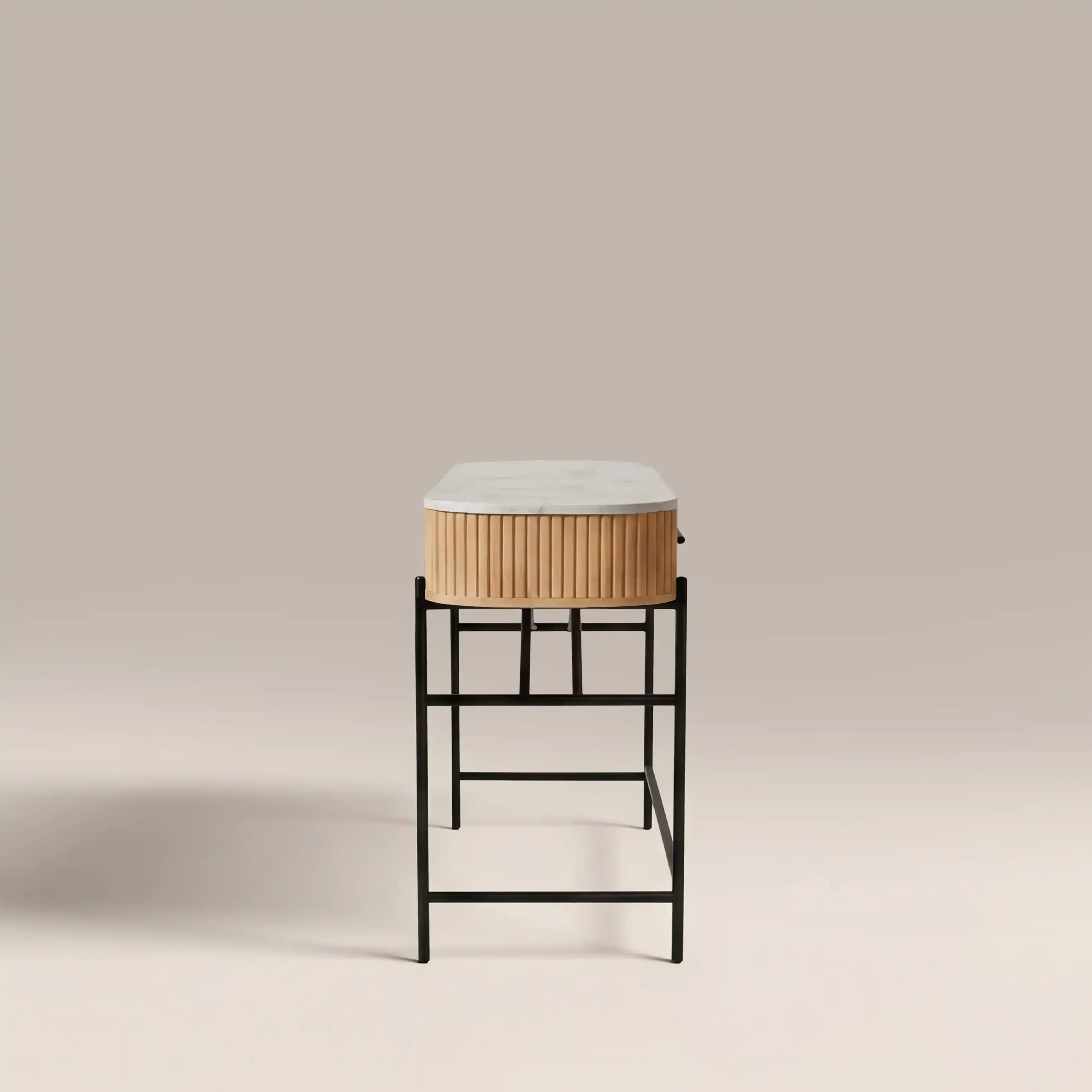 Oliver Dressing Table | White Marble & Natural - Image 4