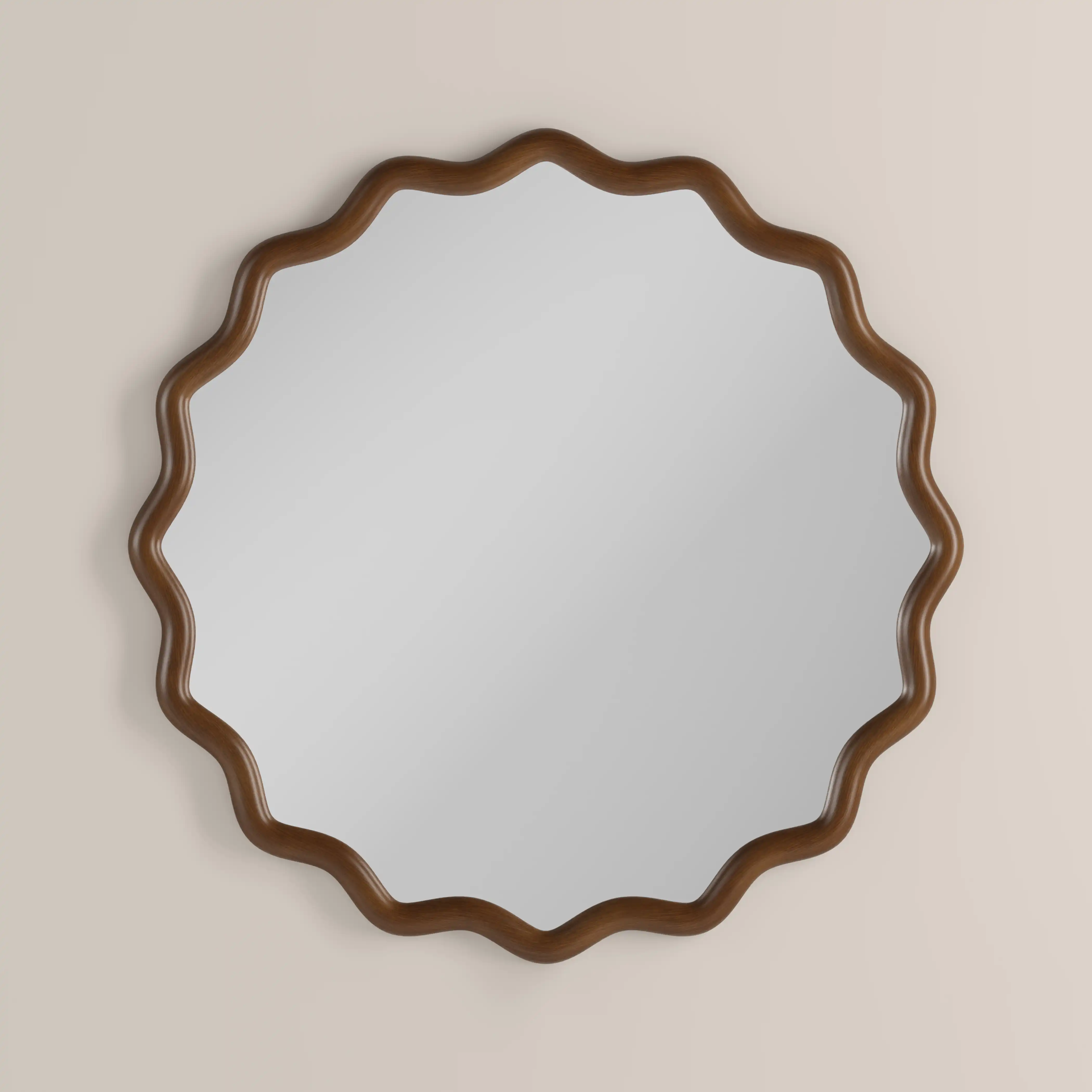 Osaka Round Wall Mirror, 80 cm | Walnut