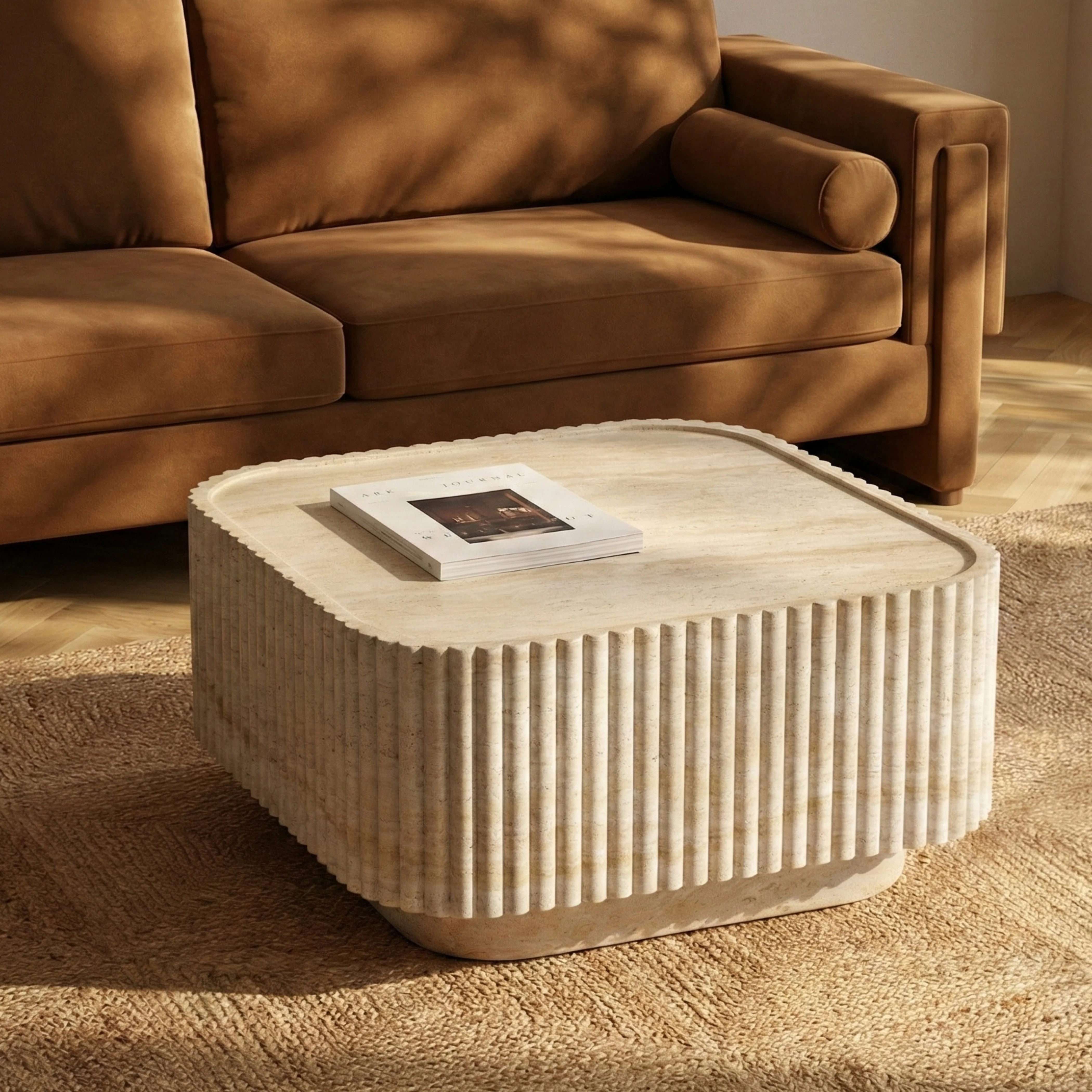 Osmond Square Coffee Table | Natural Travertine Effect
